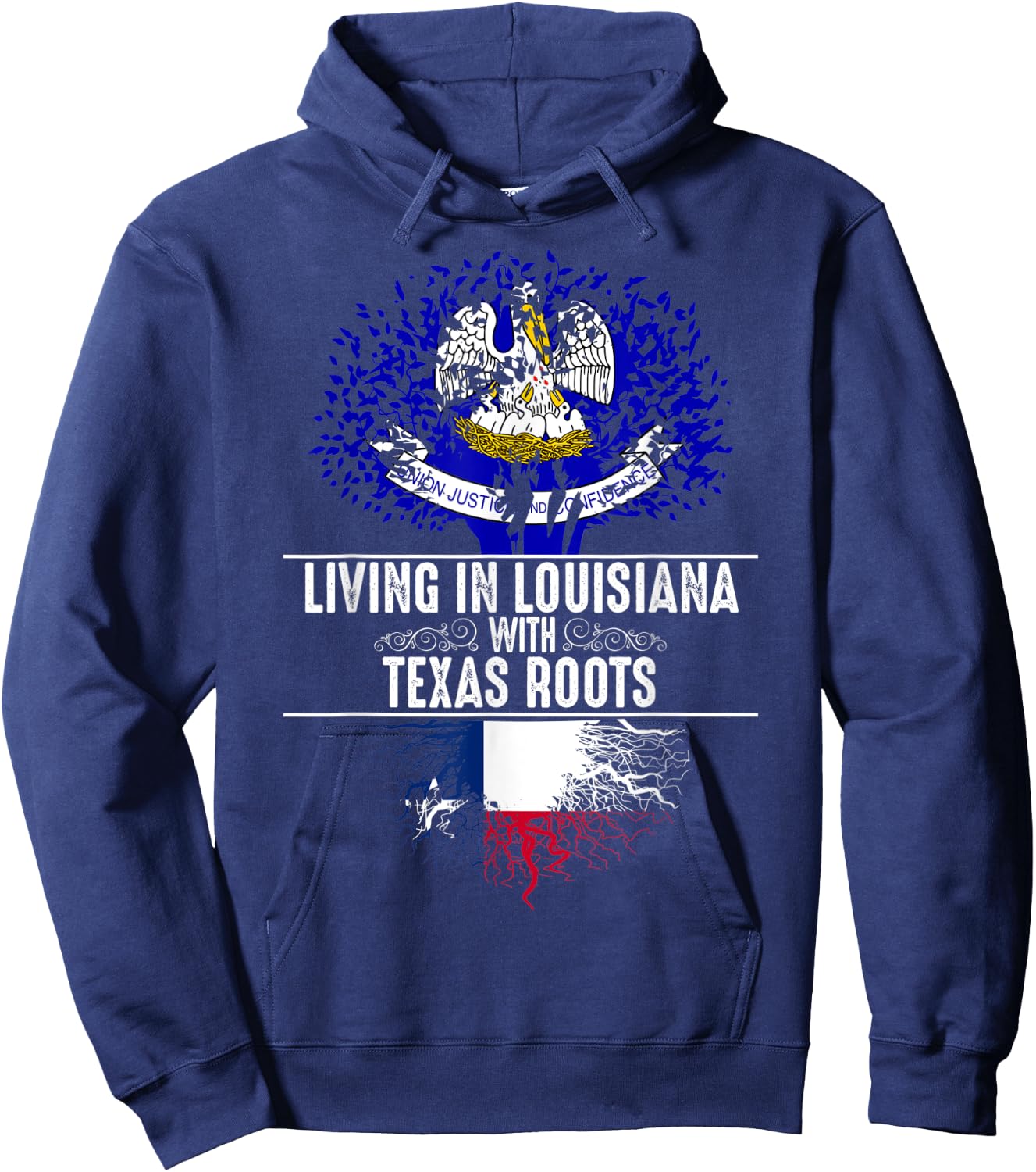 Louisiana Home Texas Roots State Tree Flag Love Gift Hoodie - Hoodie | Navy