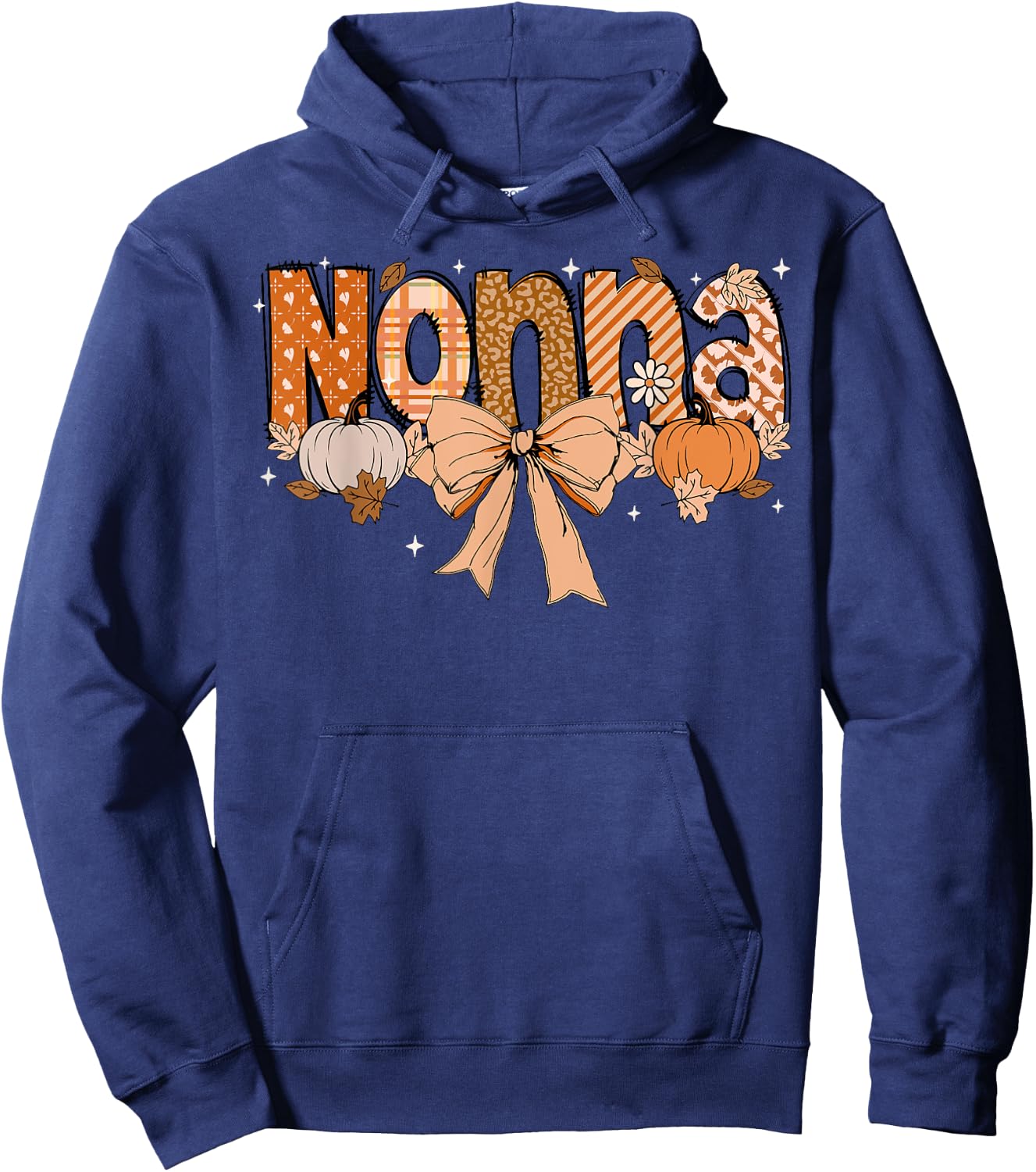 Nonna Pumpkin Fall Coquette Bow Thanksgiving Mom Women Hoodie - Hoodie | Navy