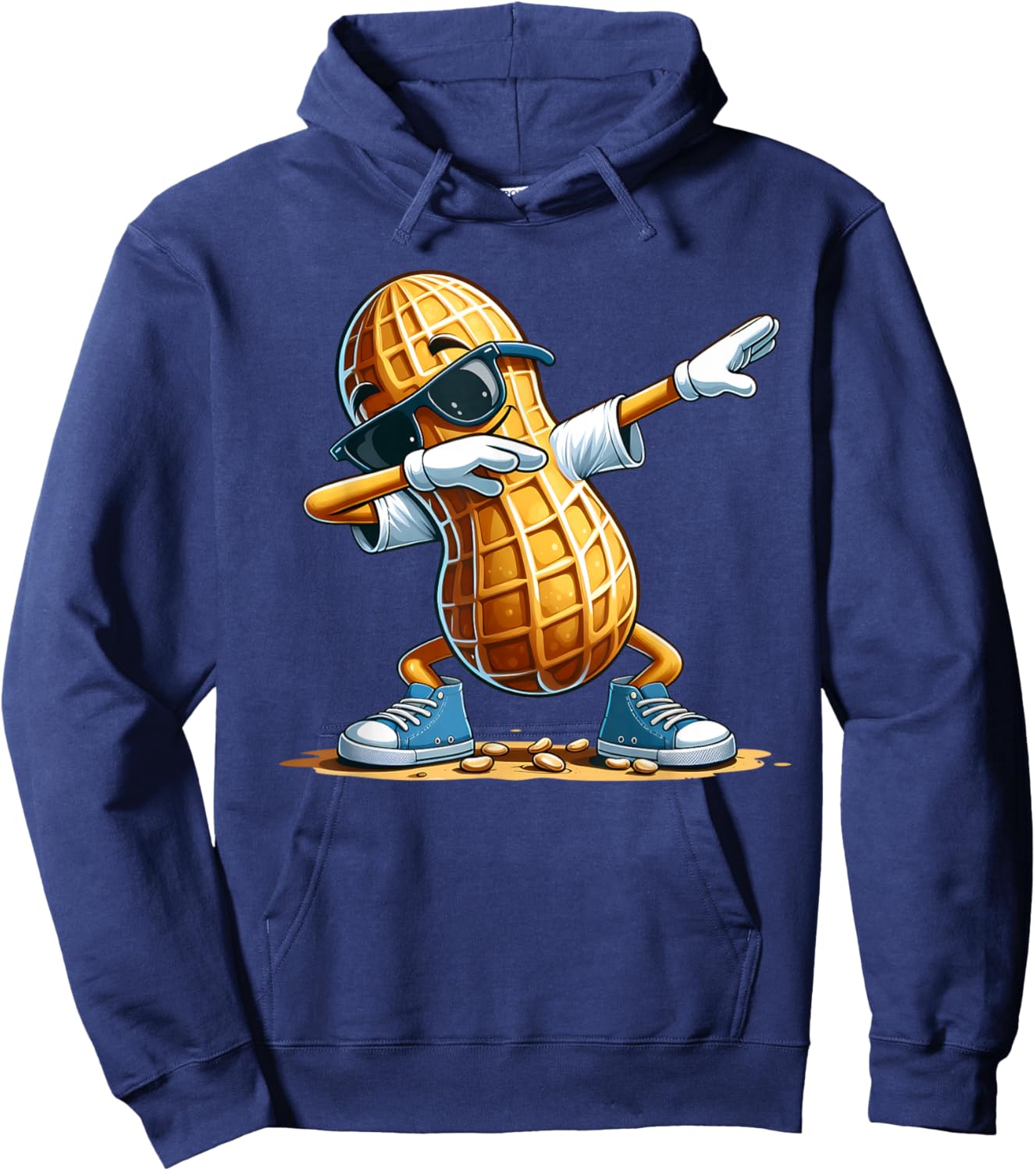 Funny Cool Dabbing Peanut Cartoon Character Dab Dance Nut Hoodie - Hoodie | Navy