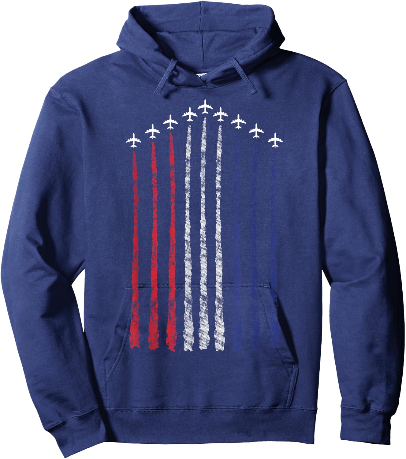 American Flag USA Fighter Jet Con Trail Small Hoodie - Hoodie | Navy