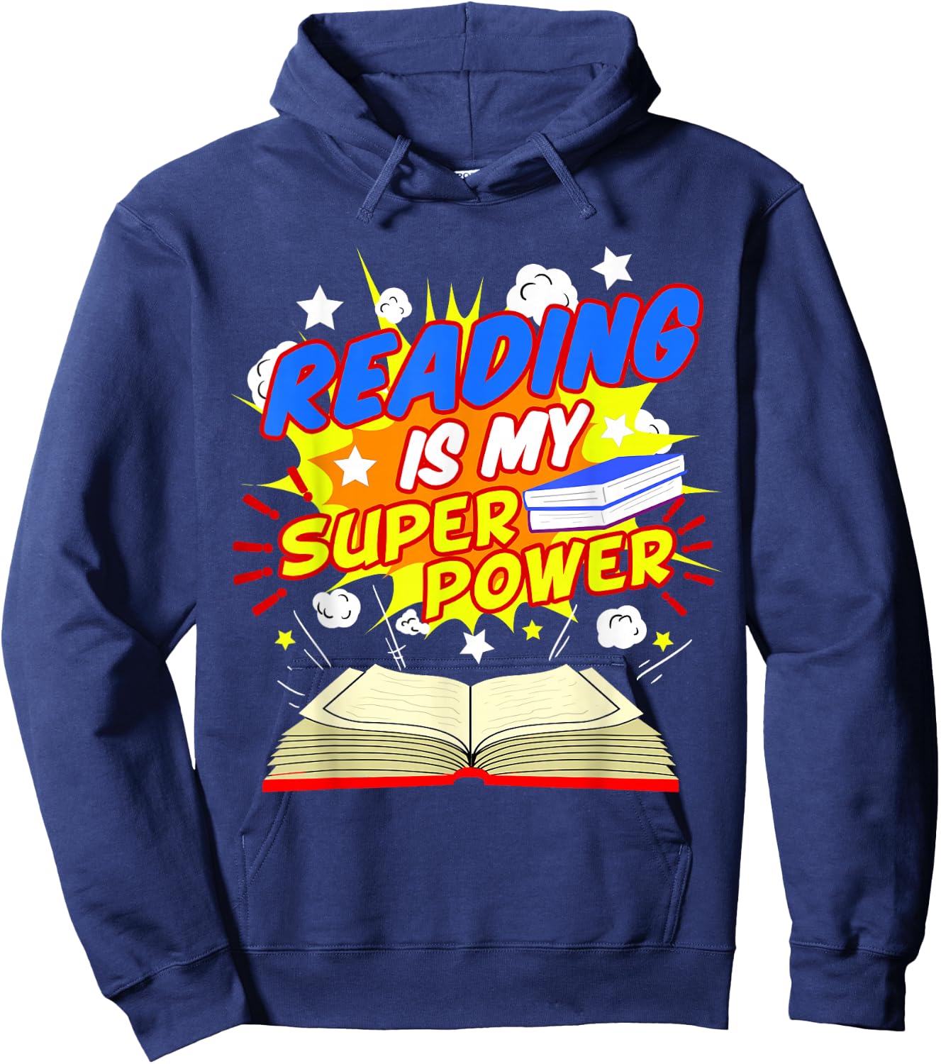 Reading Is My Superpower Comic Book Hoodie - Hoodie | Navy