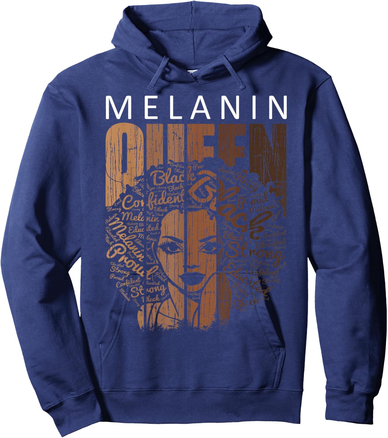 Juneteenth Shirts Women Melanin Queen African American Afro Hoodie - Hoodie | Navy