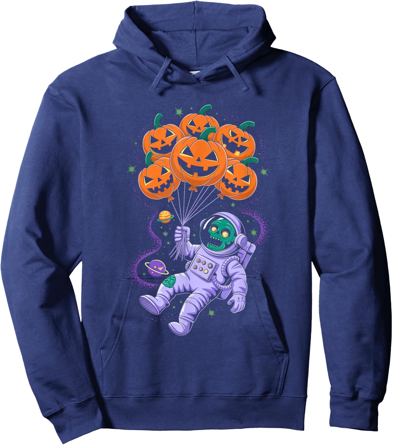 Funny Halloween Zombie Astronaut Pumpkin Balloons Kids Hoodie - Hoodie | Navy