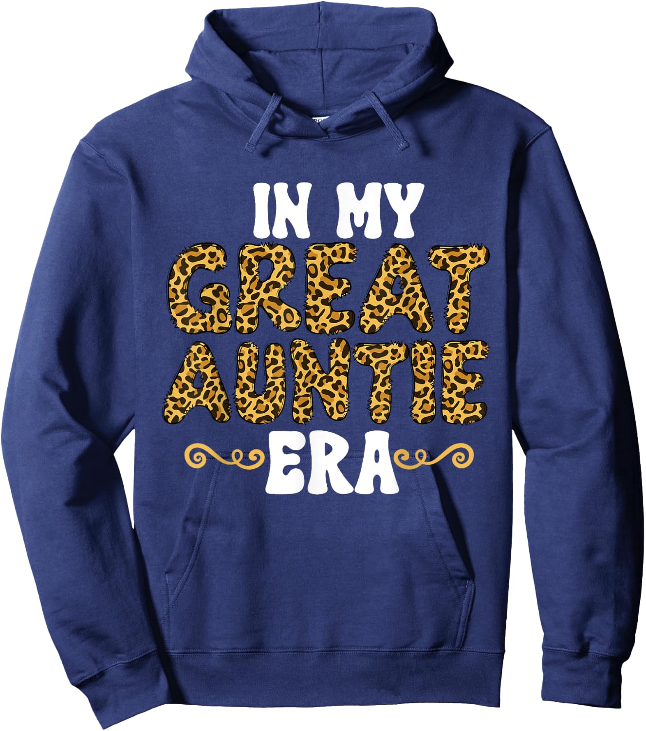 Groovy Leopard Pattern Great Aunt In My Great Auntie Era Hoodie - Hoodie | Navy