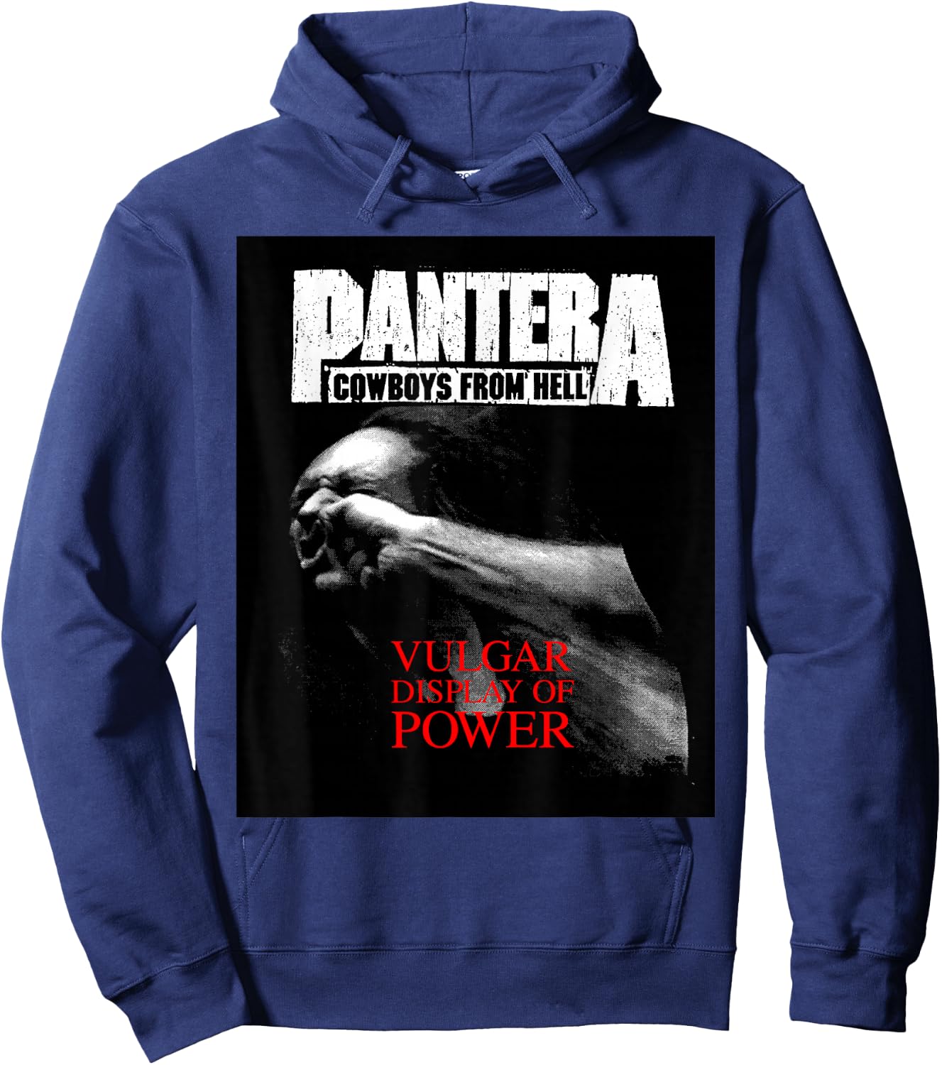 Pantera Official Vulgar Display Of Power - Black - Adult - Small - Short Sleeve - - Classic Fit - Music Theme - Cotton Hoodie - Hoodie | Navy