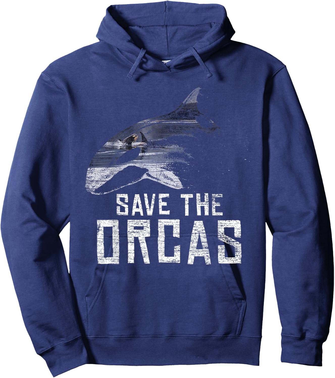 Vintage Earth Day Save The Orcas Hoodie - Hoodie | Navy