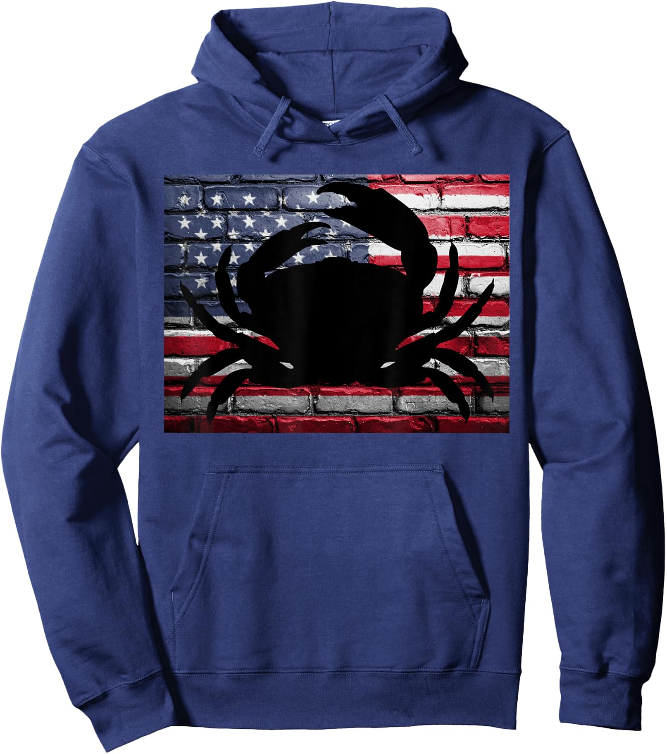 American Flag Crab Patriotic Crabbing Fishing Girls Kids Men Hoodie - Hoodie | Navy