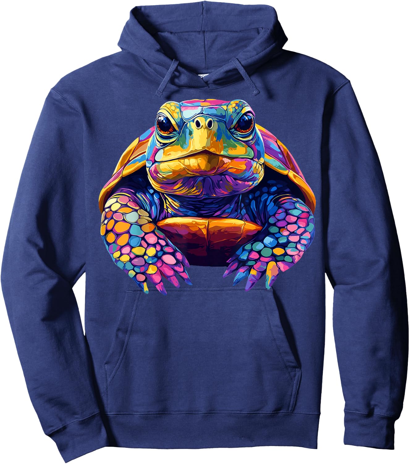 Colorful Box Turtle Pond Animal Lover Men Women Black Hoodie - Hoodie | Navy