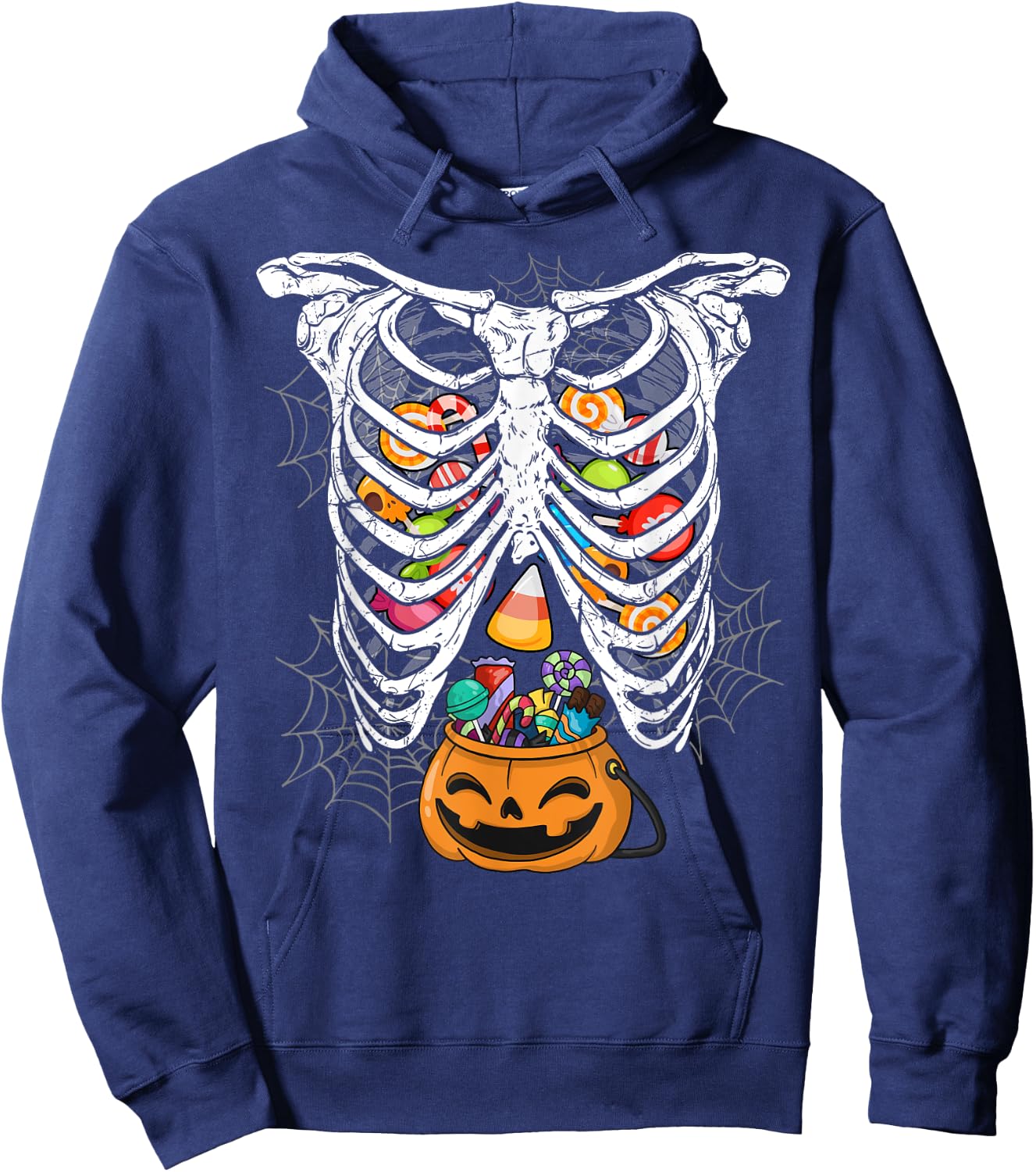 Skeleton Rib Cage X-ray Candy Funny Halloween Clothing Hoodie - Hoodie | Navy