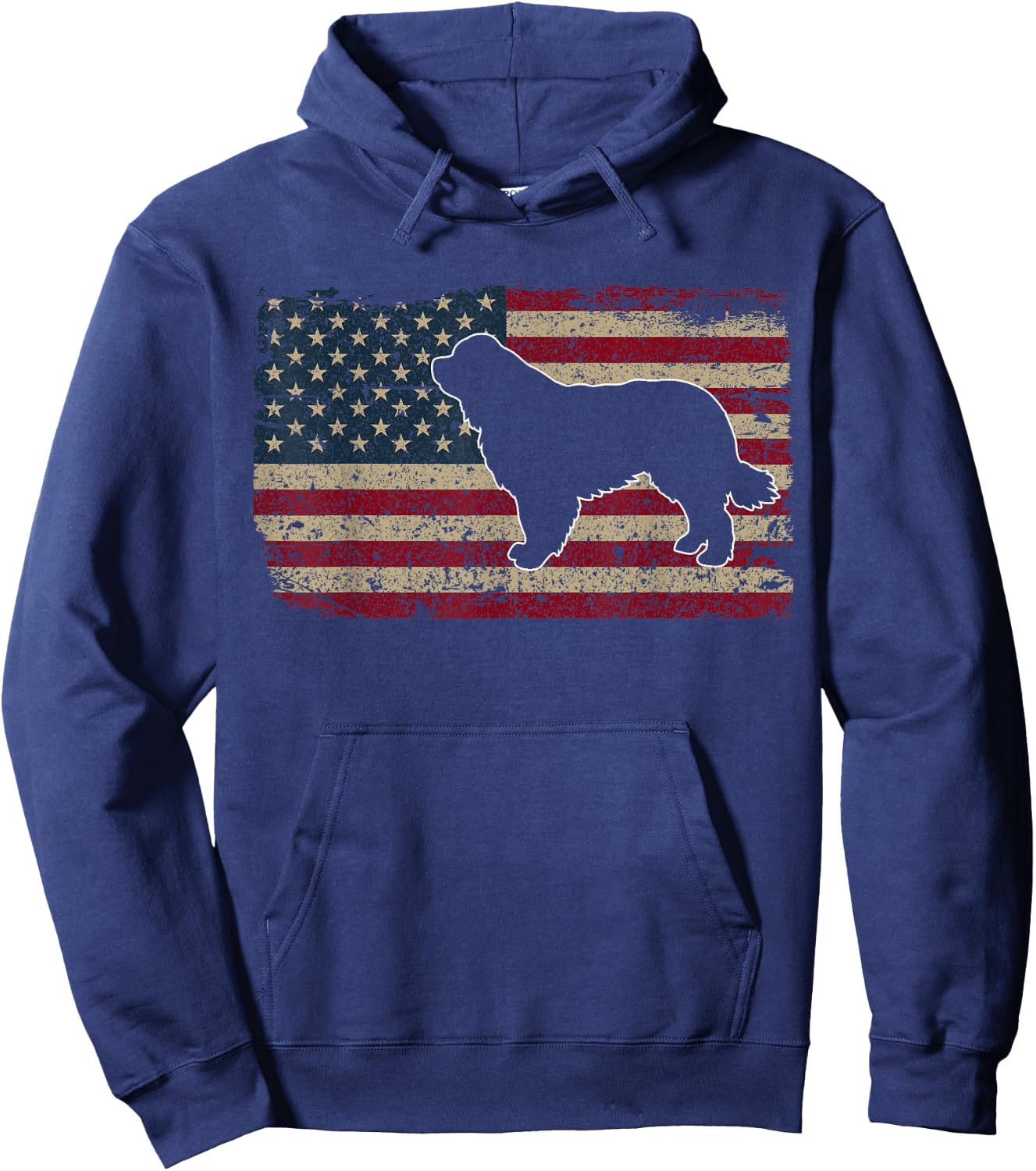 Newfie Dog America Flag Patriotic Dog Lover Gift Hoodie - Hoodie | Navy