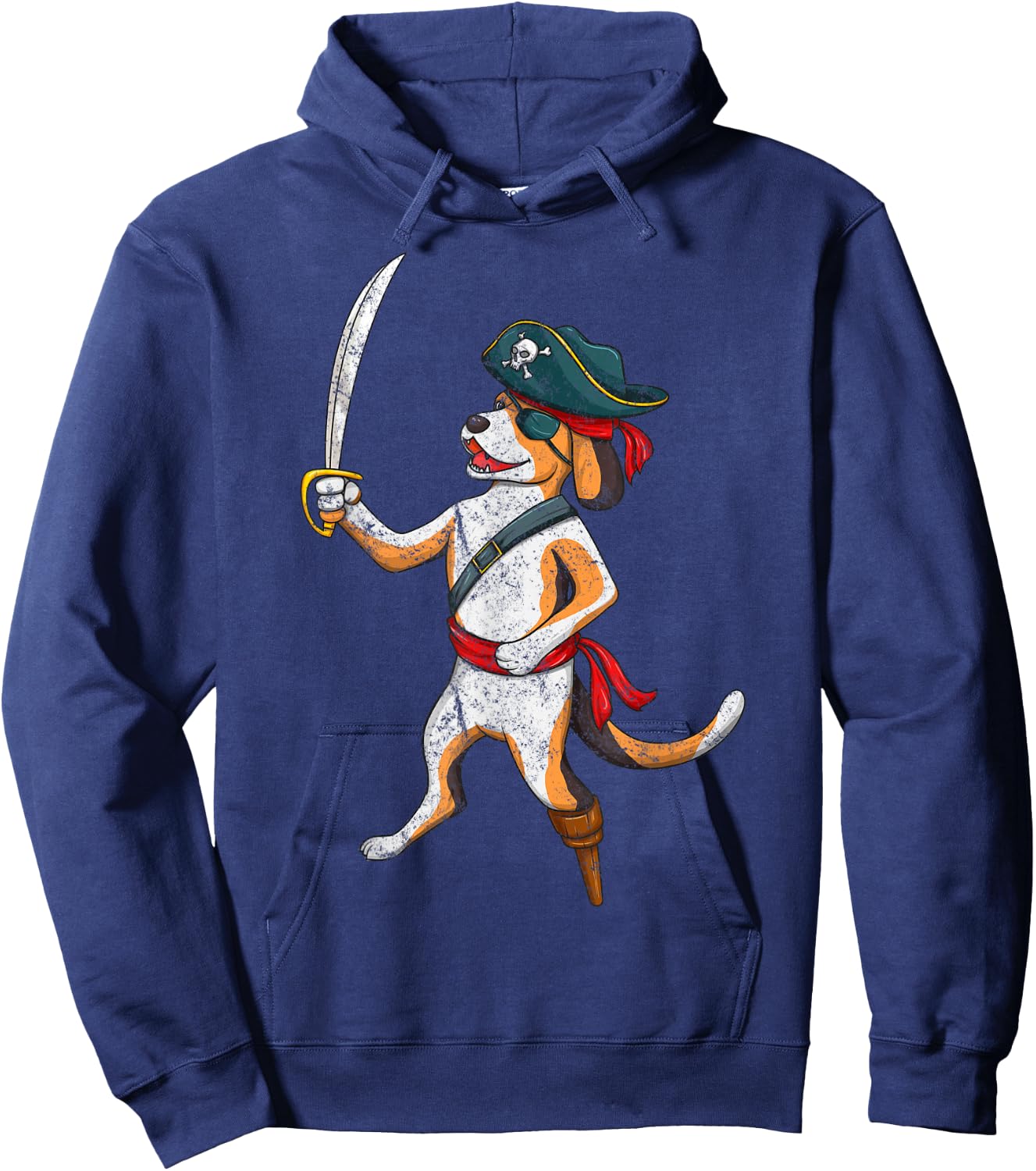 Vintage Pirate Dog Funny Puppy With Sword Halloween Costume Men Women Kids Hoodie - Hoodie | Navy