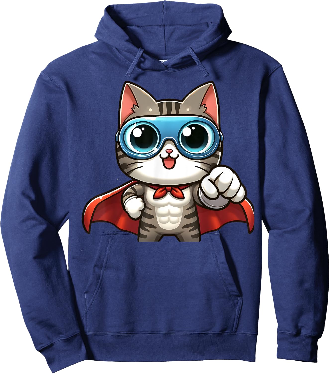 Cute Cat Superhero With Cape Gift Men Kids Women Funny Cat Hoodie - Hoodie | Navy