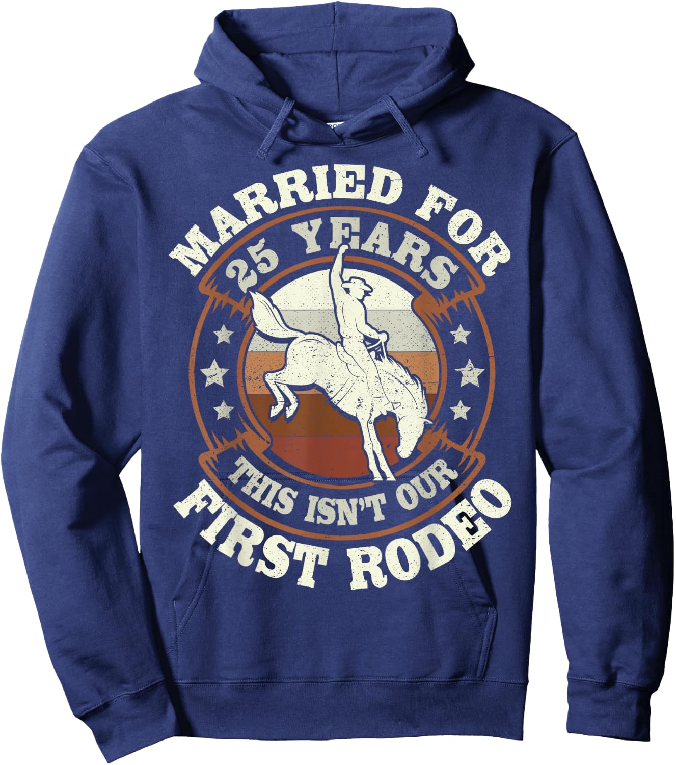 25 Years Married Cowboy 25th Wedding Anniversary Rodeo Hoodie - Hoodie | Navy