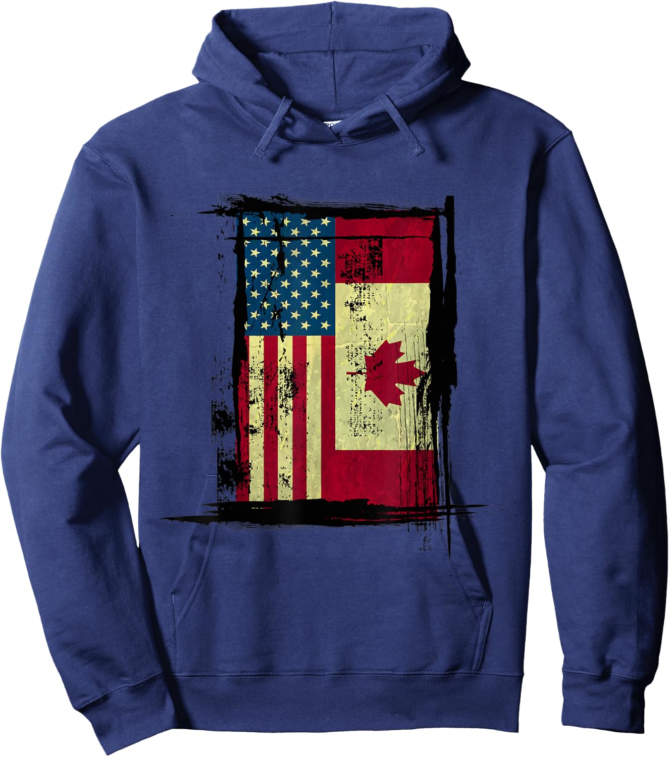 Canadian American Flag - Vintage Canada USA Women Kids Men Hoodie - Hoodie | Navy