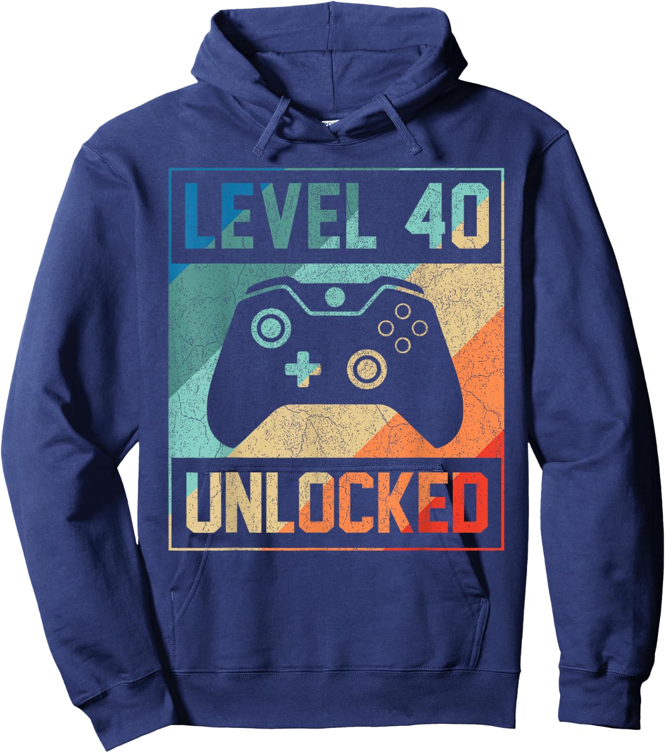 Level 40 Unlocked 40th Video Gamer 40th Birthday Men Shirt Hoodie - Hoodie | Navy