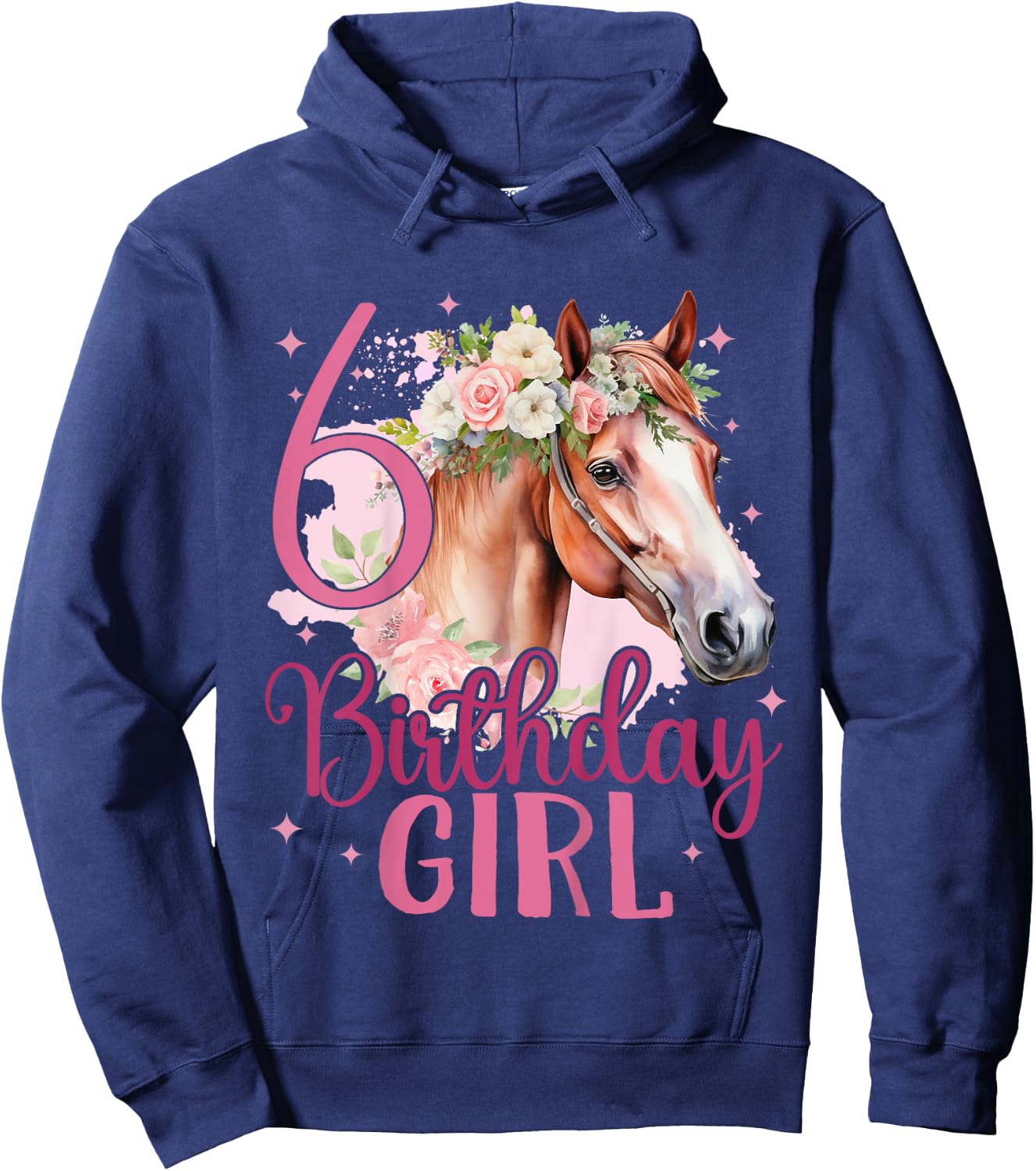 Kids 6th Birthday Horse Girl 6 Years Old Six Finally 6 Birthday Hoodie - Hoodie | Navy