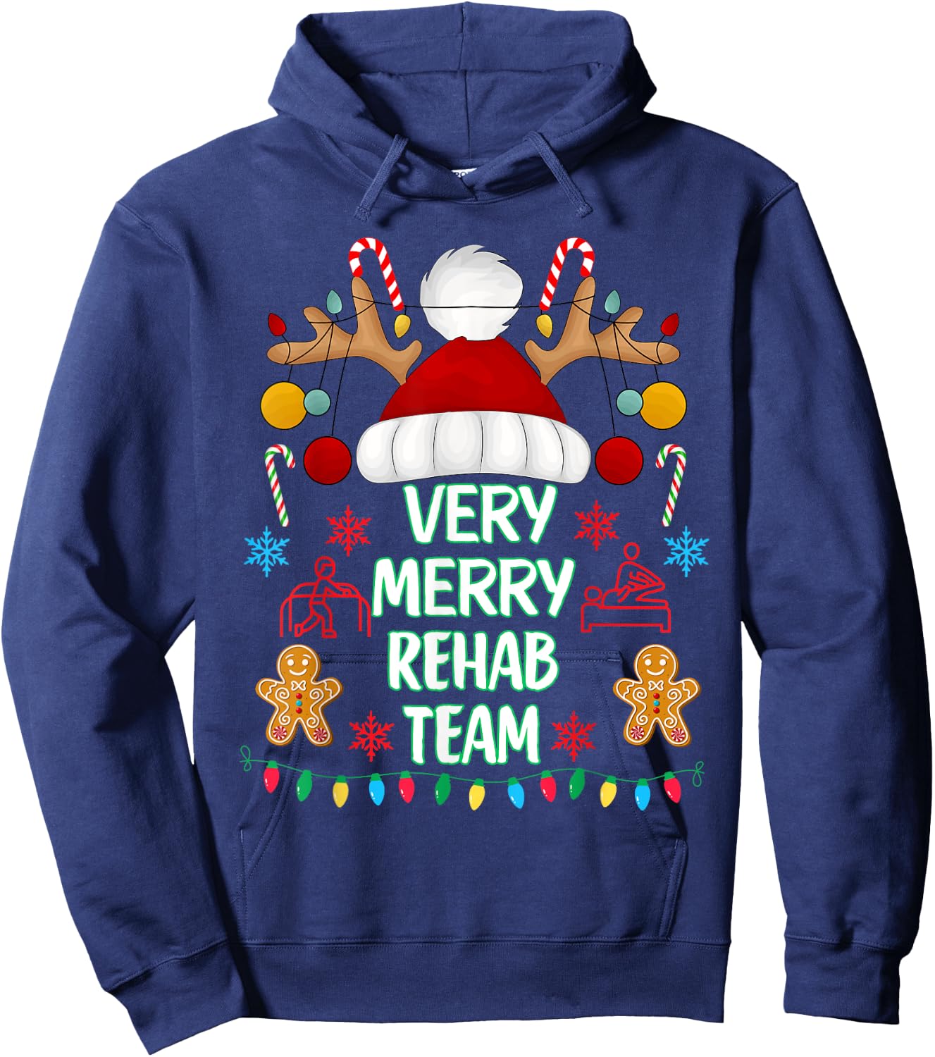Very Merry Rehab Team PT Therapy Christmas Hoodie - Hoodie | Navy