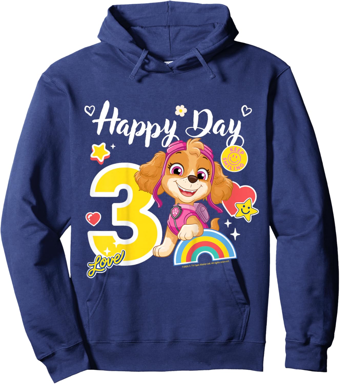 Official Paw Patrol Skye Happy Day Birthday Age 3 Hoodie - Hoodie | Navy