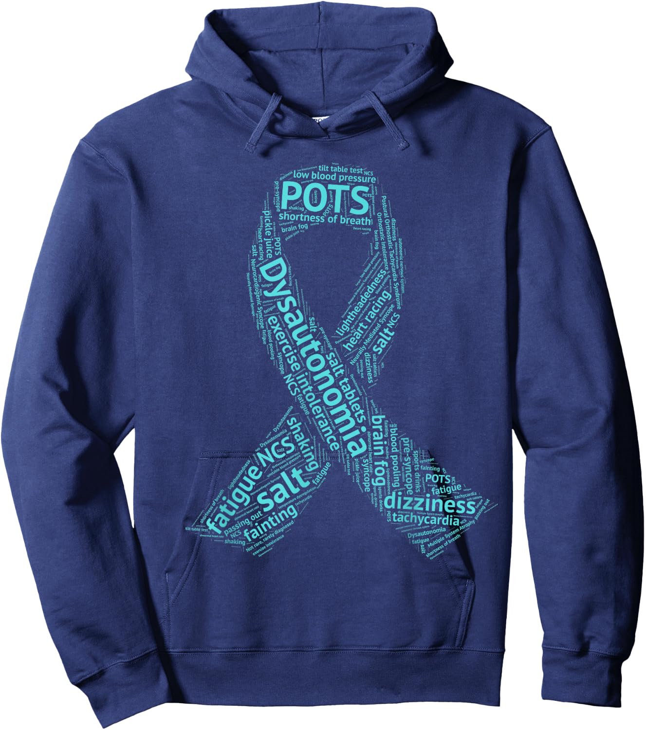 Dysautonomia Awareness - Turquoise Ribbon - POTS Hoodie - Hoodie | Navy