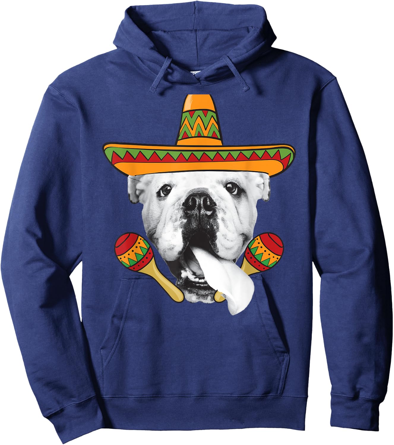 English Bulldog Cinco de Mayo Funny Dog Sombrero Women Girls Kids Hoodie - Hoodie | Navy