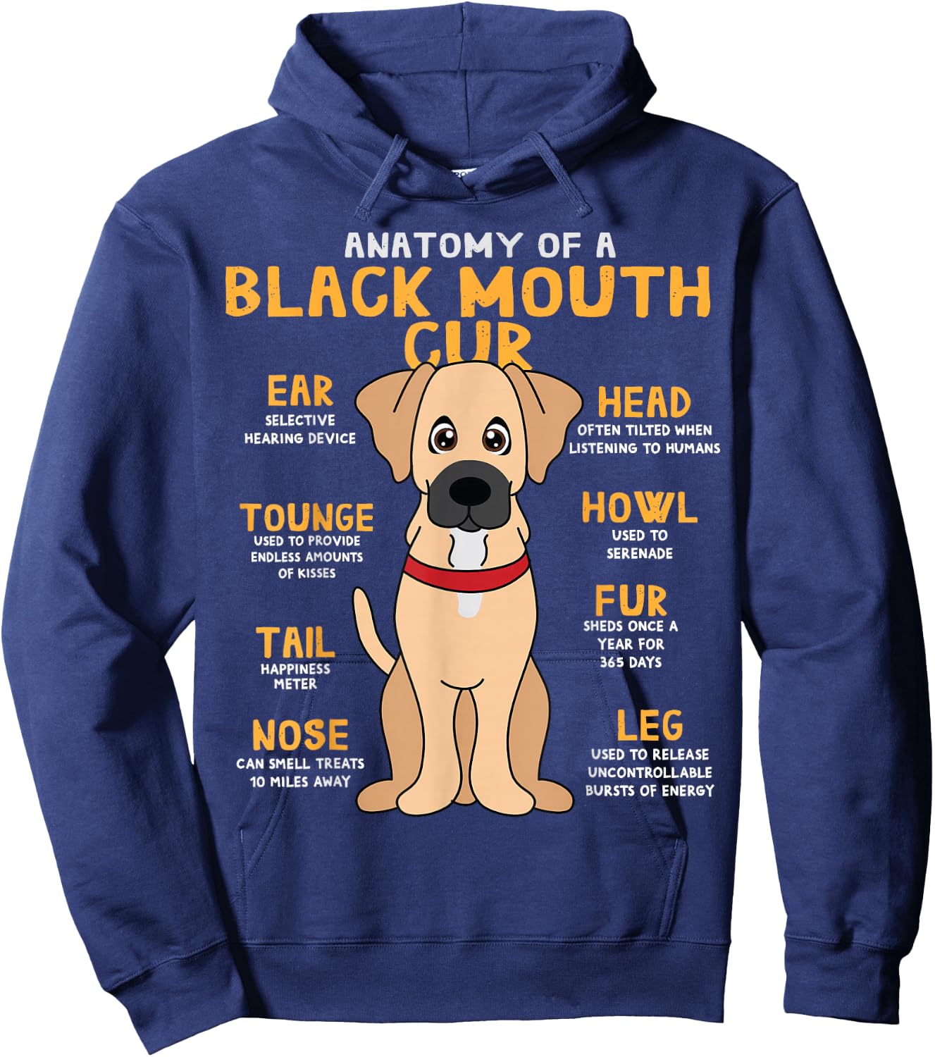 Black Mouth Cur Funny Anatomy Gift Black Mouth Cur Hoodie - Hoodie | Navy