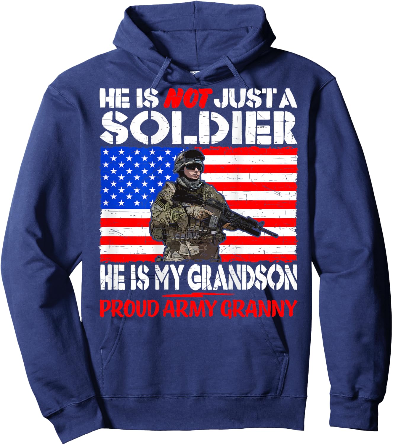 My Grandson Is My Soldier Proud Army Granny Military Family Hoodie - Hoodie | Navy