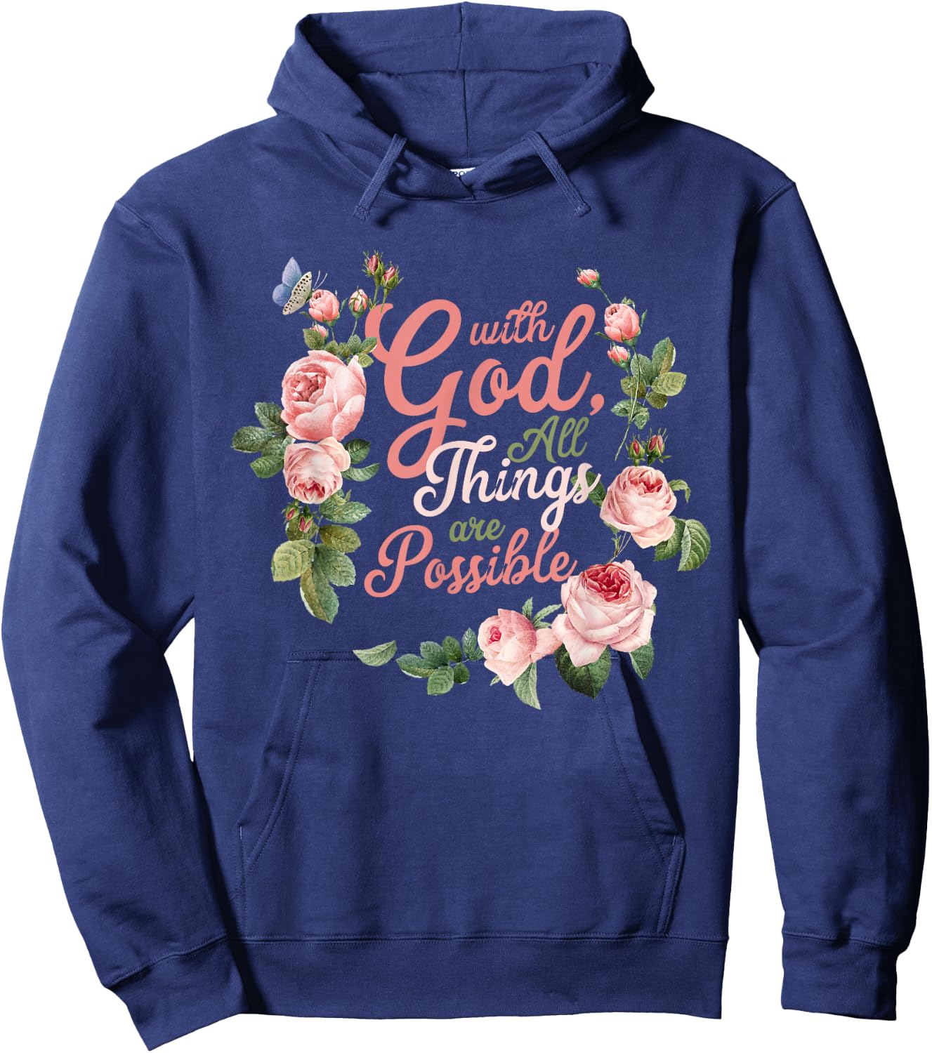 With God All Things Are Possible Prayer Bible Verse Hoodie - Hoodie | Navy