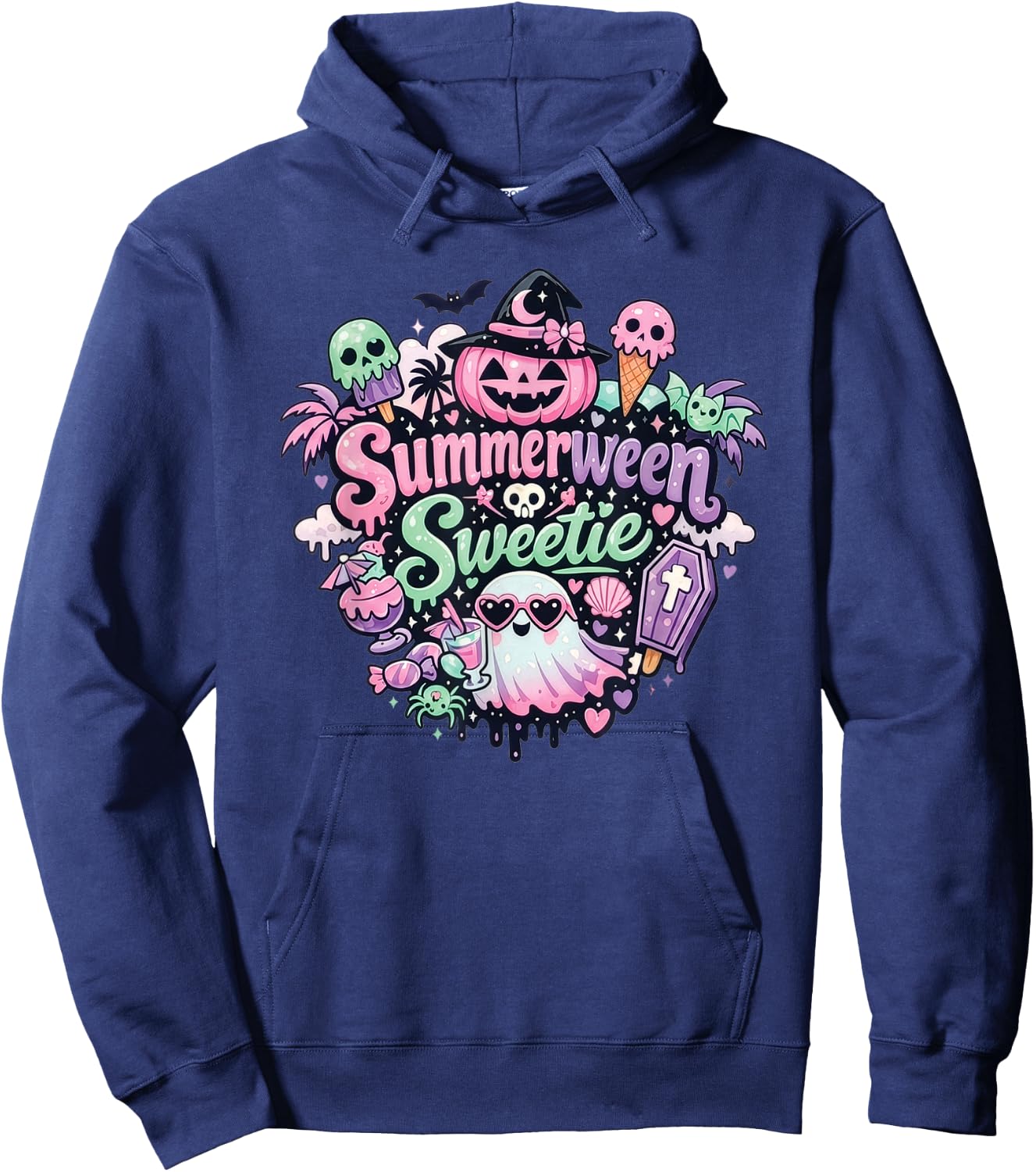 Summerween Sweetie Cute Halloween Pastel Gothic Design Hoodie - Hoodie | Navy