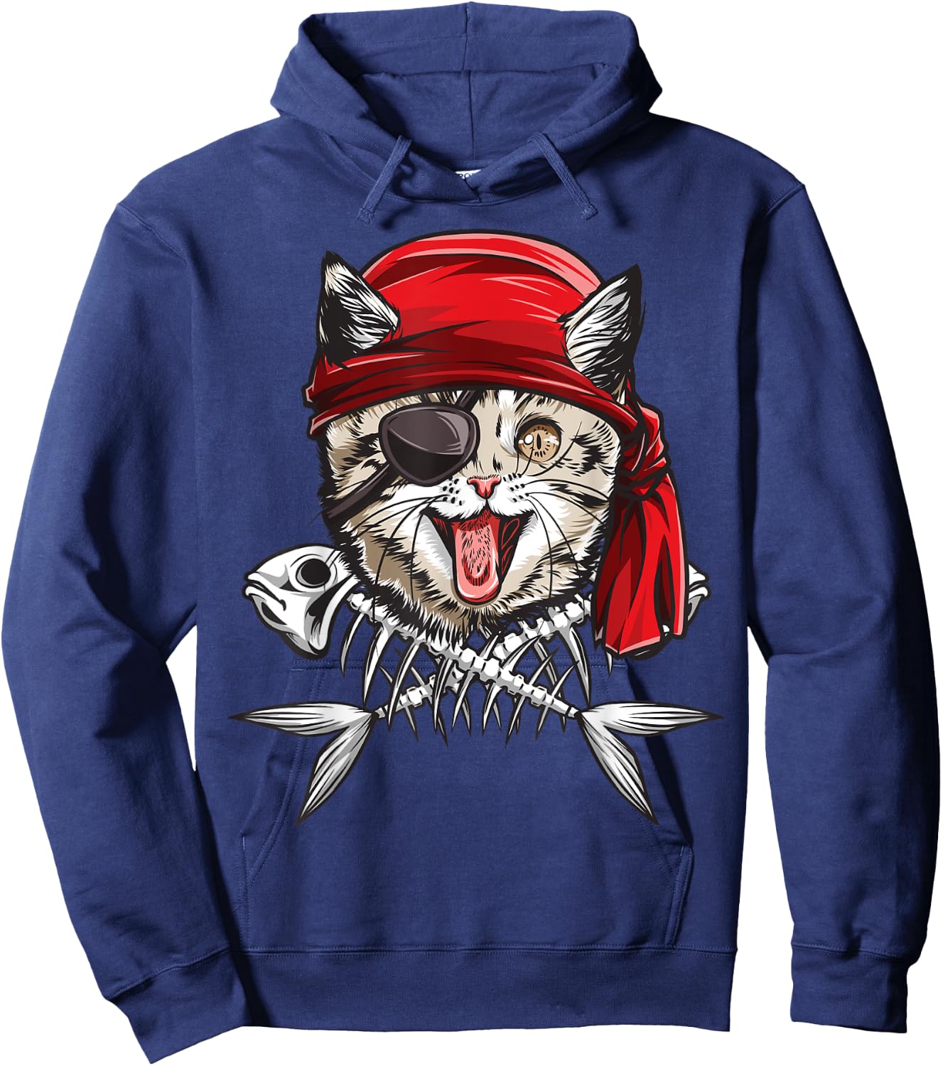 Cat Pirate Boys Men Jolly Roger Flag Skull And Crossbones Hoodie - Hoodie | Navy