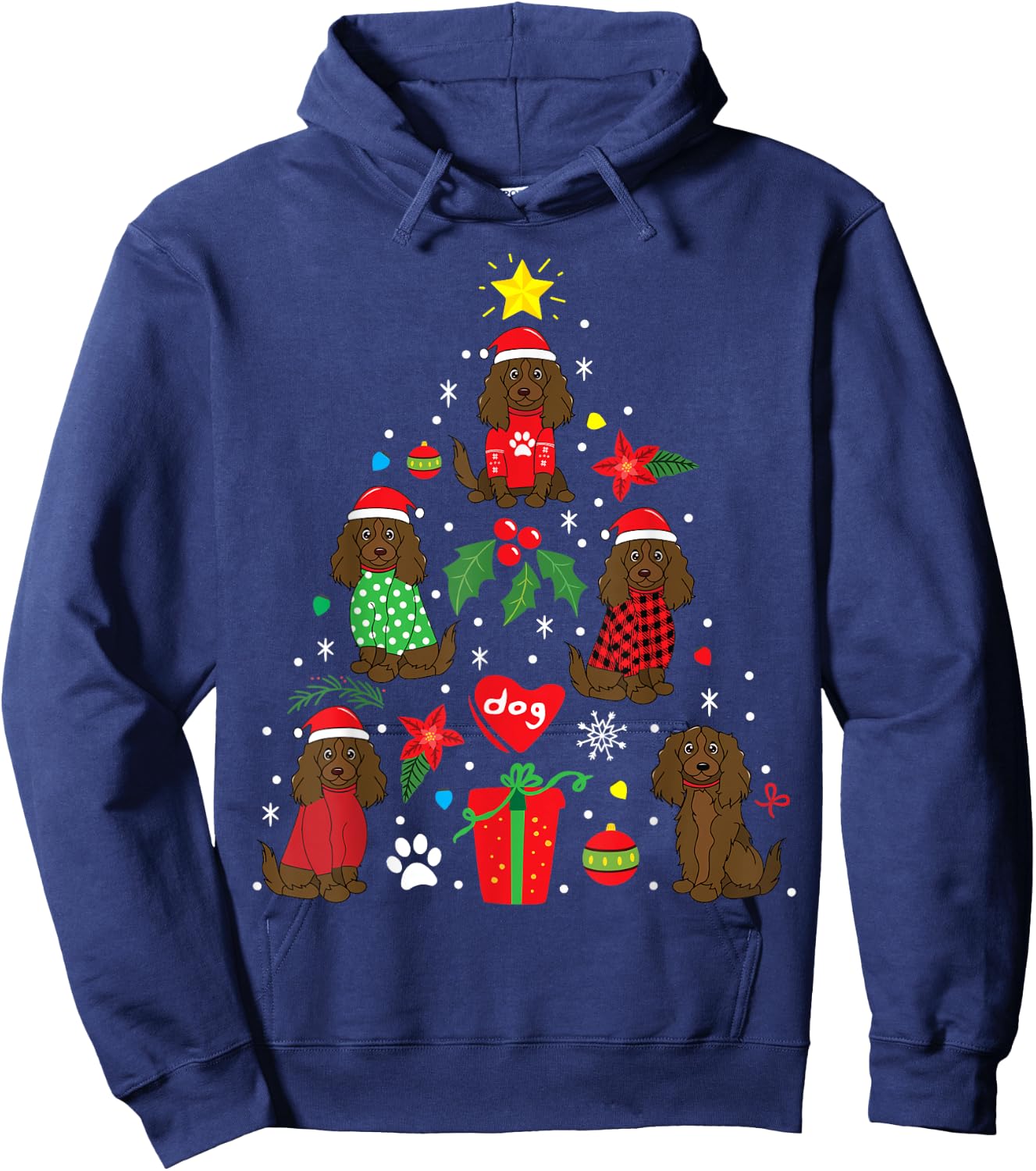 Boykin Spaniel Christmas Funny Dog Gift Hoodie - Hoodie | Navy