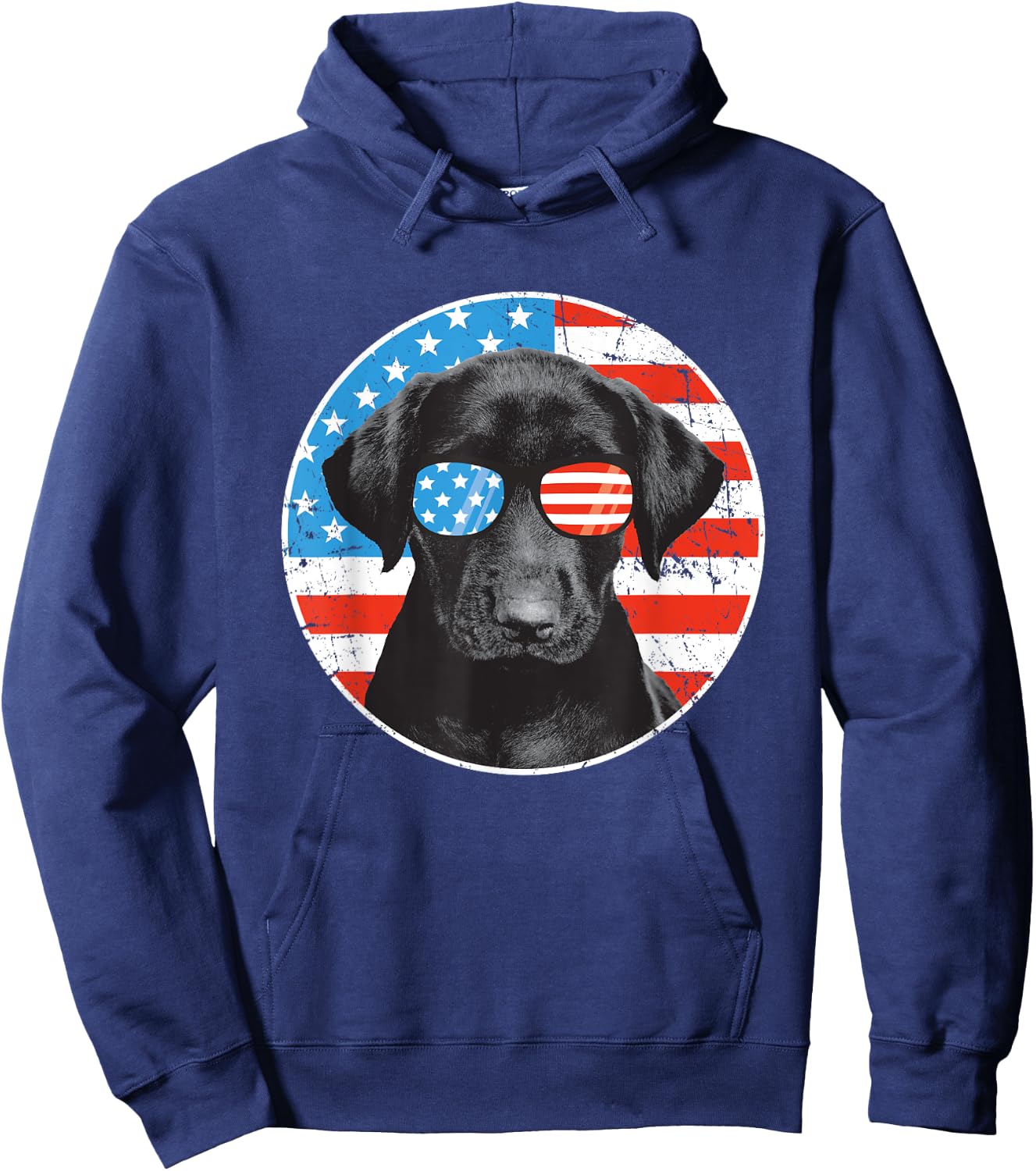 Fourth Of July Dog American Flag July 4th Labrador Retriever Hoodie - Hoodie | Navy