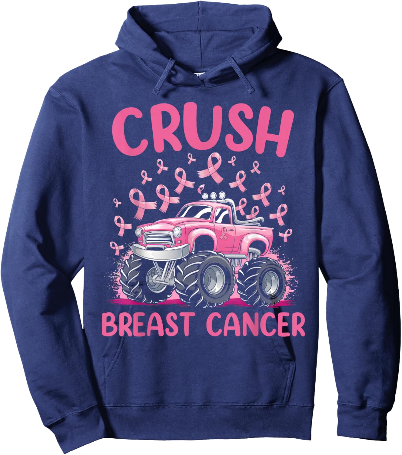 Crush Breast Cancer Awareness Truck pink for kids Hoodie - Hoodie | Navy