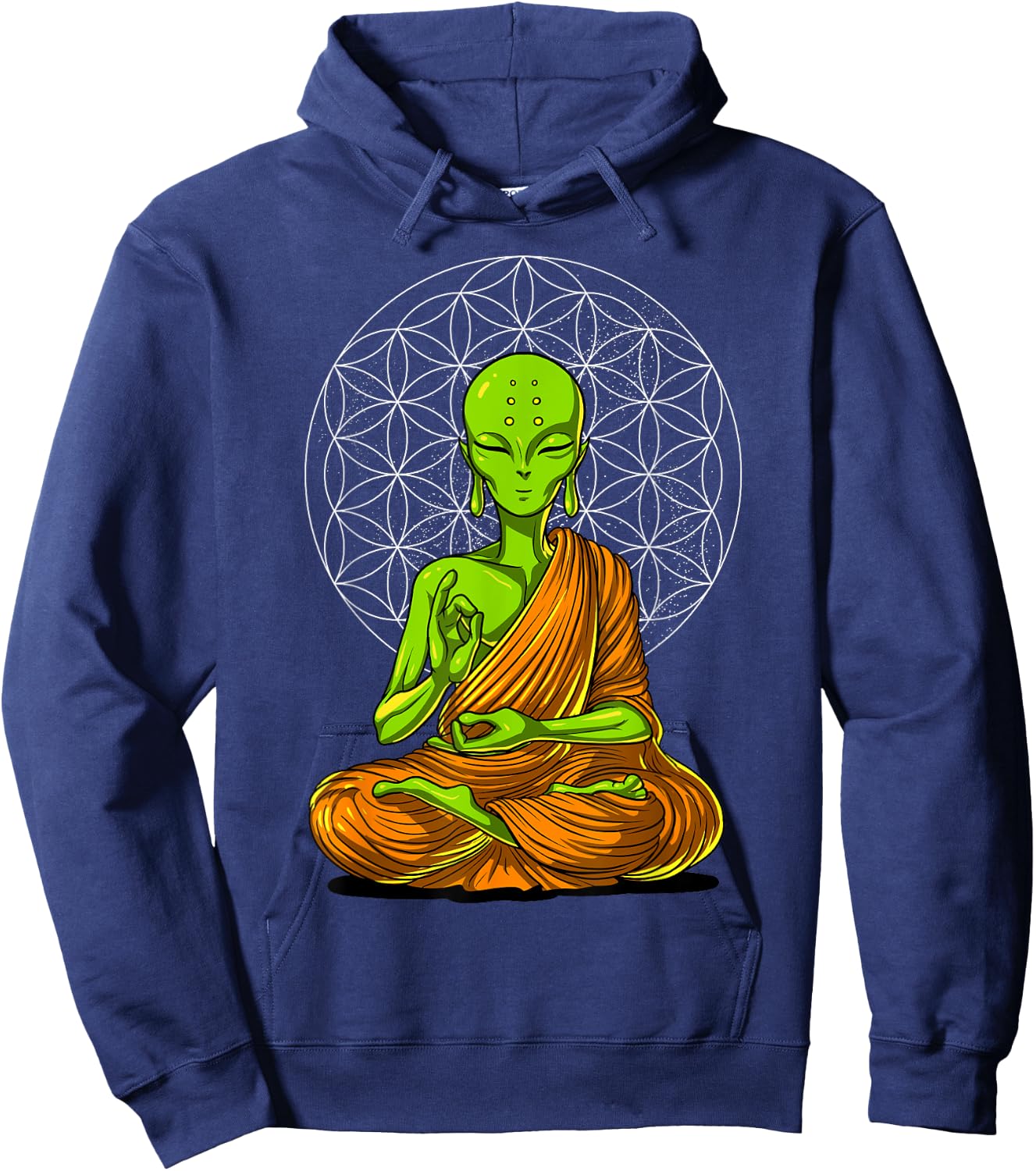 Space Alien Buddha Zen Yoga Meditation Spiritual Buddhist Hoodie - Hoodie | Navy
