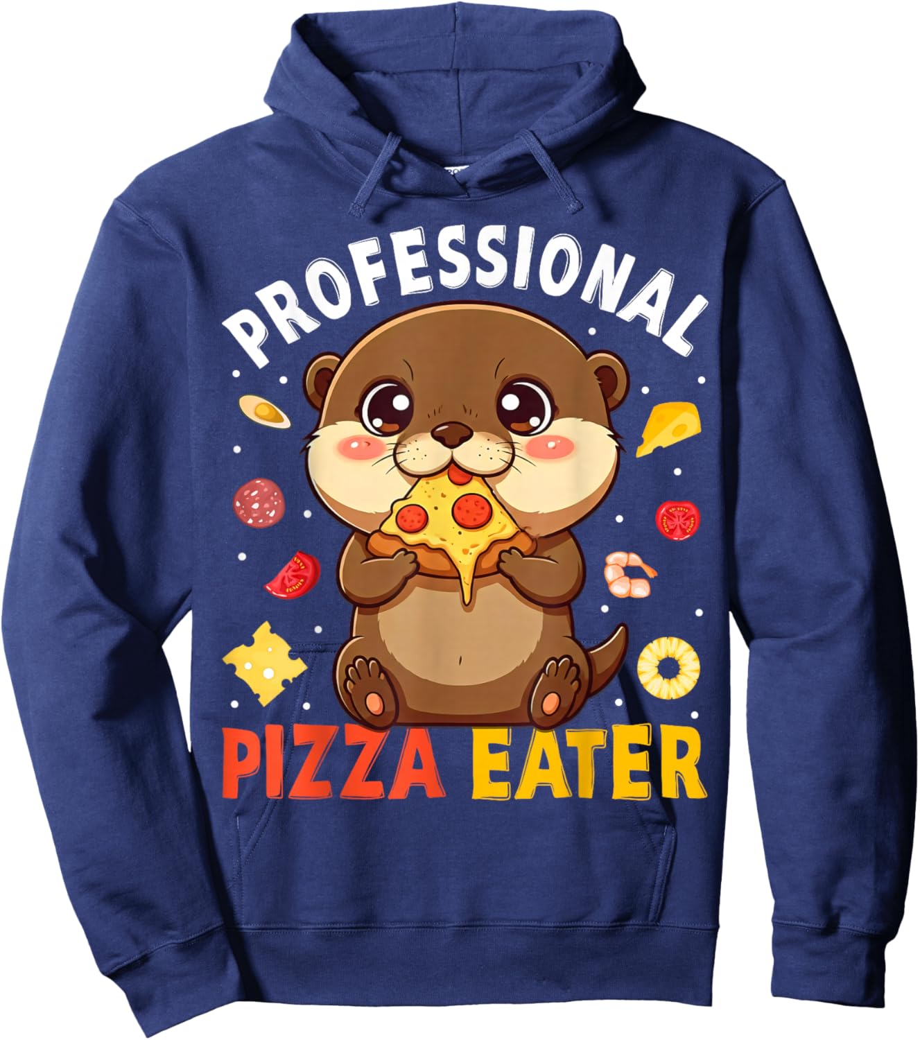 Funny Otter Professional Pizza Eater Pizza Lover Kids Boys Hoodie - Hoodie | Navy