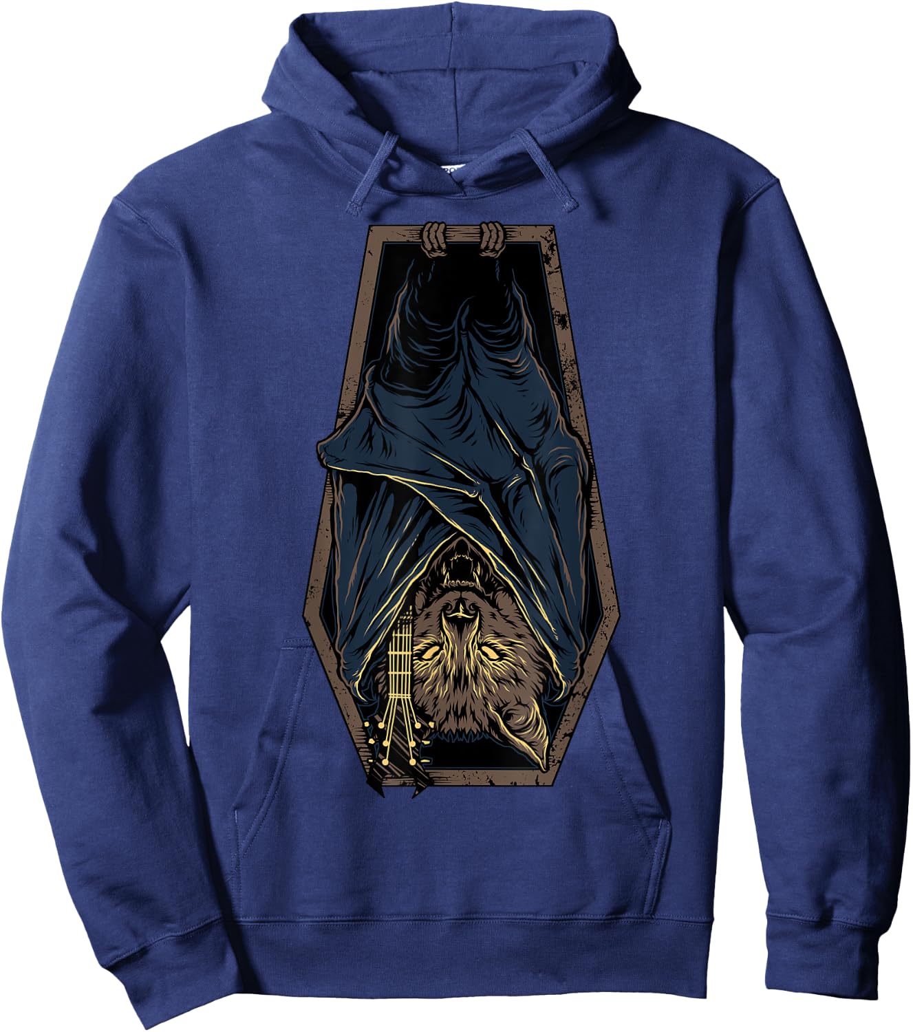 Death Metal Vampire Bat Cat Guitar Graphic Gift Women Girls Kids Hoodie - Hoodie | Navy