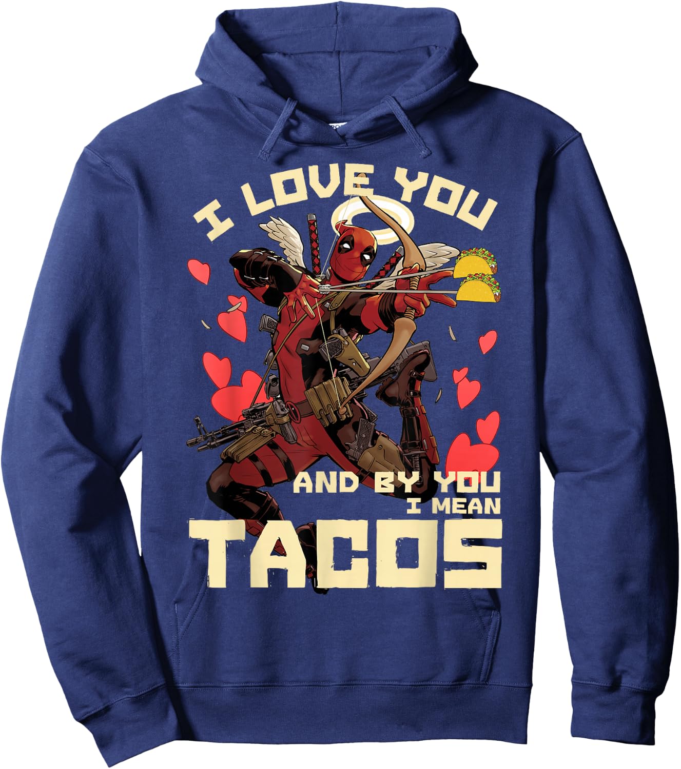 Marvel Deadpool Cupid Love for Tacos Graphic Hoodie - Hoodie | Navy