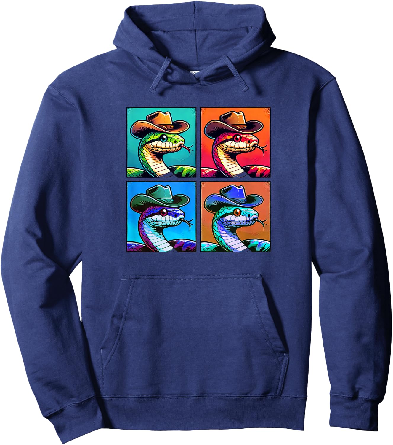 Snake In Cowboy Hat Funny Animal Cowboy Snake Owner Pic Hoodie - Hoodie | Navy