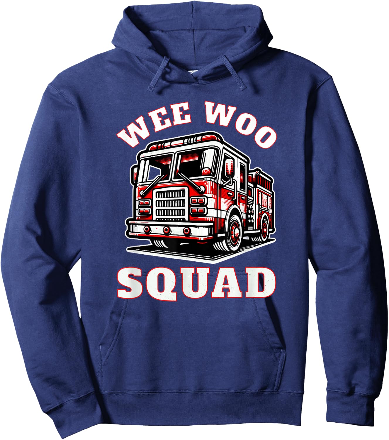 Wee Woo Squad Fire Truck Funny Firefighter Family Hoodie - Hoodie | Navy