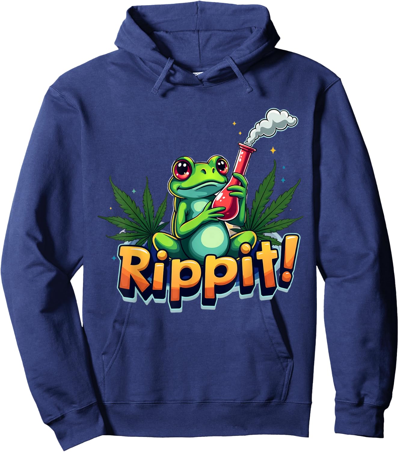 Rippit! Marijuana Bong Smoking Tree Frog Hoodie - Hoodie | Navy