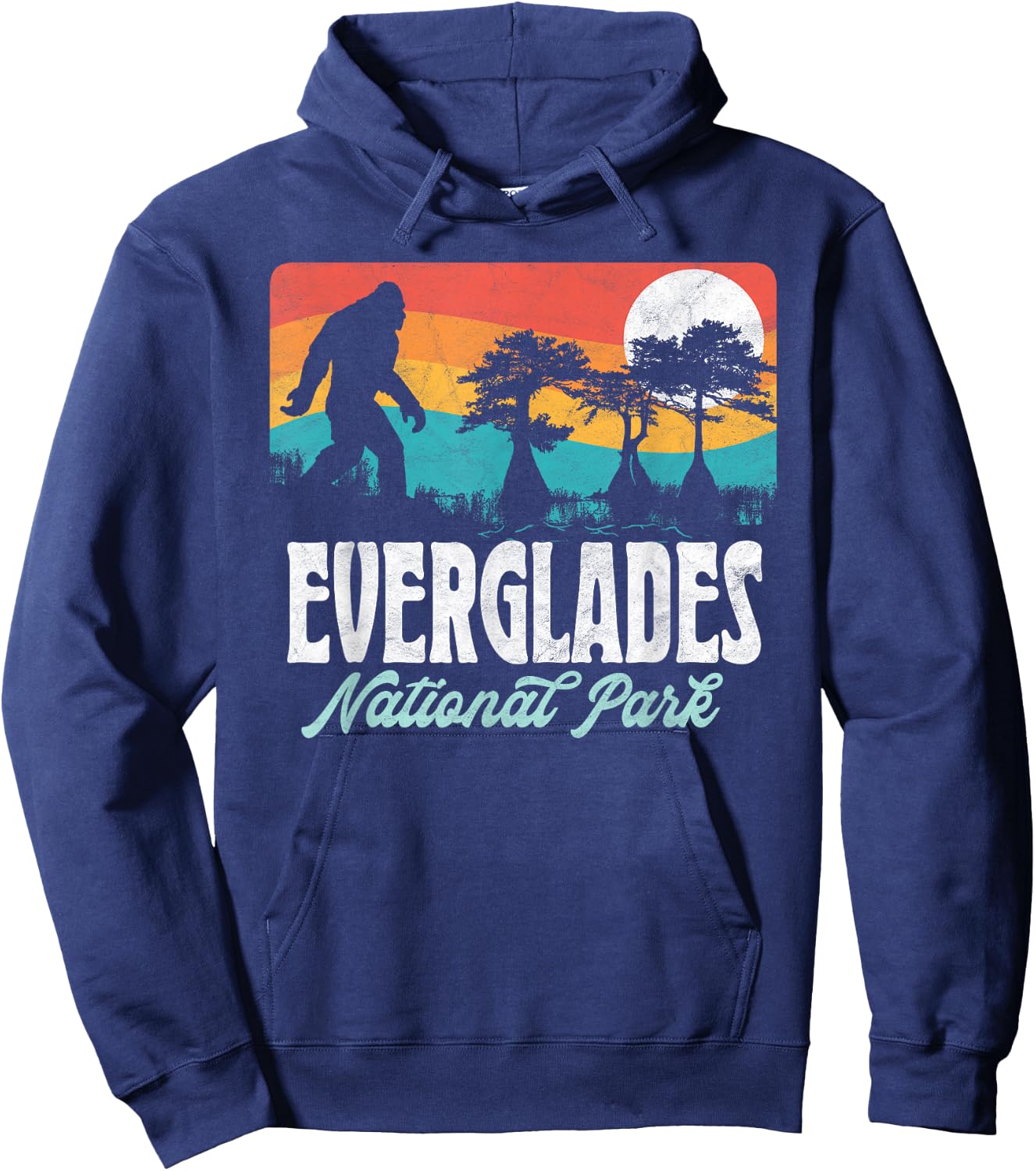 Everglades National Park Florida Bigfoot Swamp Ape & Trees Hoodie - Hoodie | Navy
