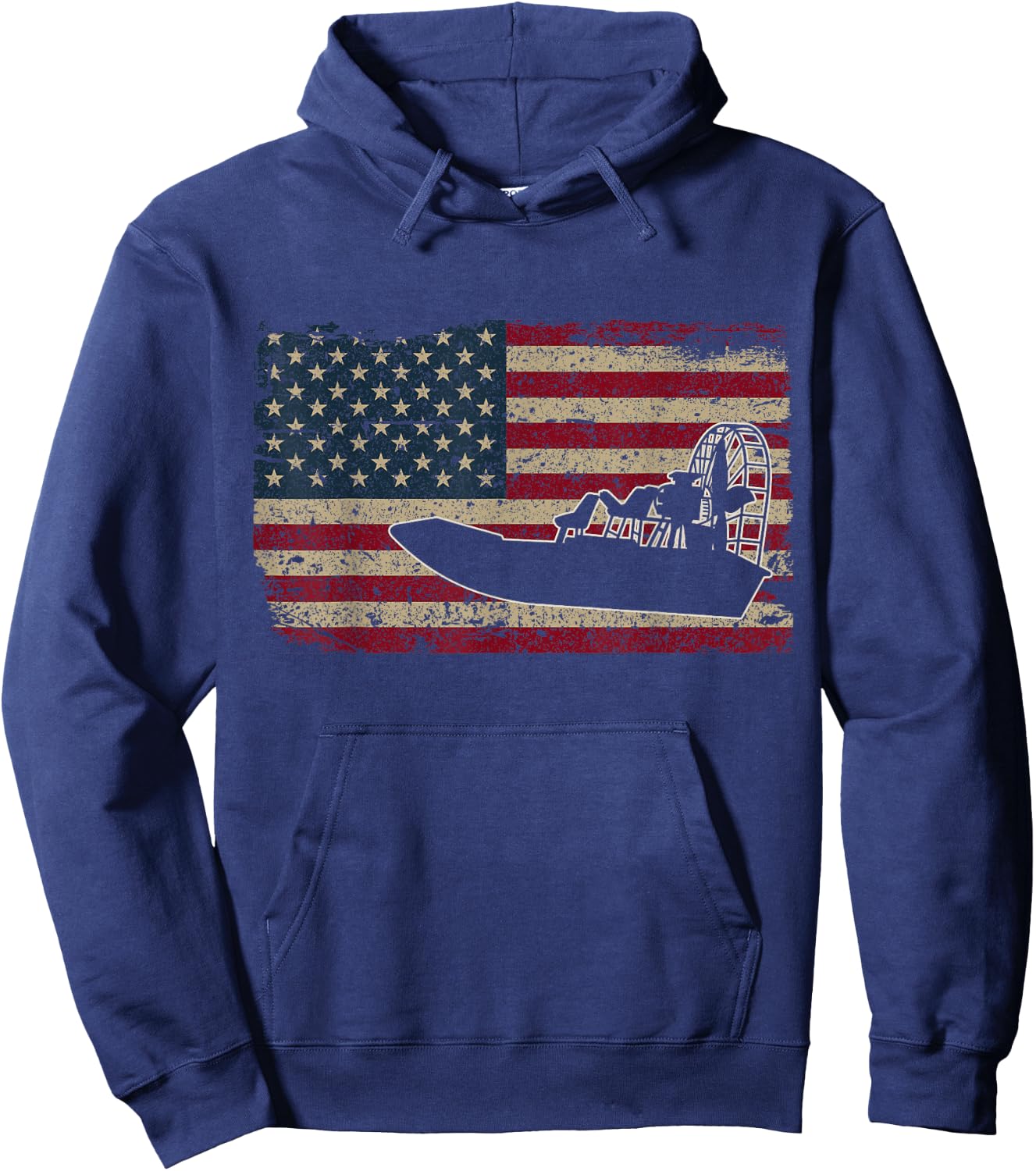 Airboat America Flag I Patriotic Airboat Captain Racing Gift Hoodie - Hoodie | Navy