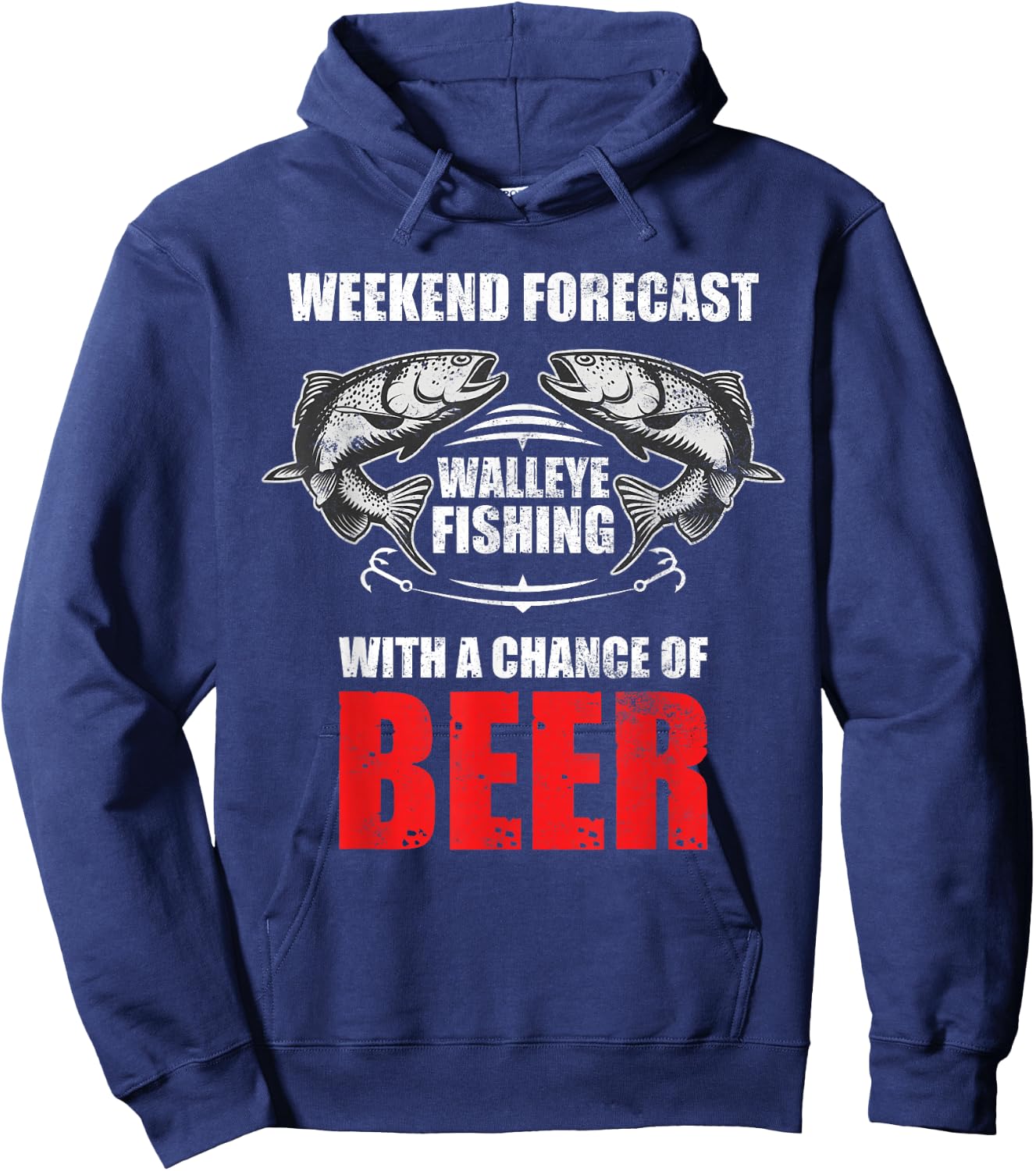 Walleye Fishing Shirts Funny Fishing Hoodie - Hoodie | Navy