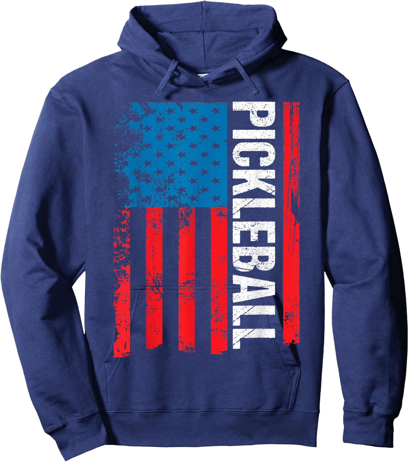 Funny Pickleball Player Gift USA Flag Pickleball Paddle Dink Hoodie - Hoodie | Navy