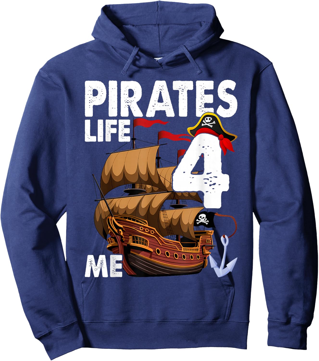 Pirates Life 4 Me 4th Birthday Boy 4 Years Old Birthday Boys Hoodie - Hoodie | Navy
