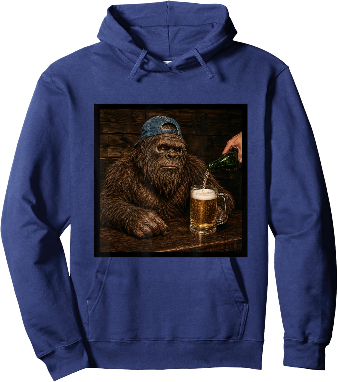 Bigfoot Drinking Beer Funny Animal Drinking Beer Hoodie - Hoodie | Navy