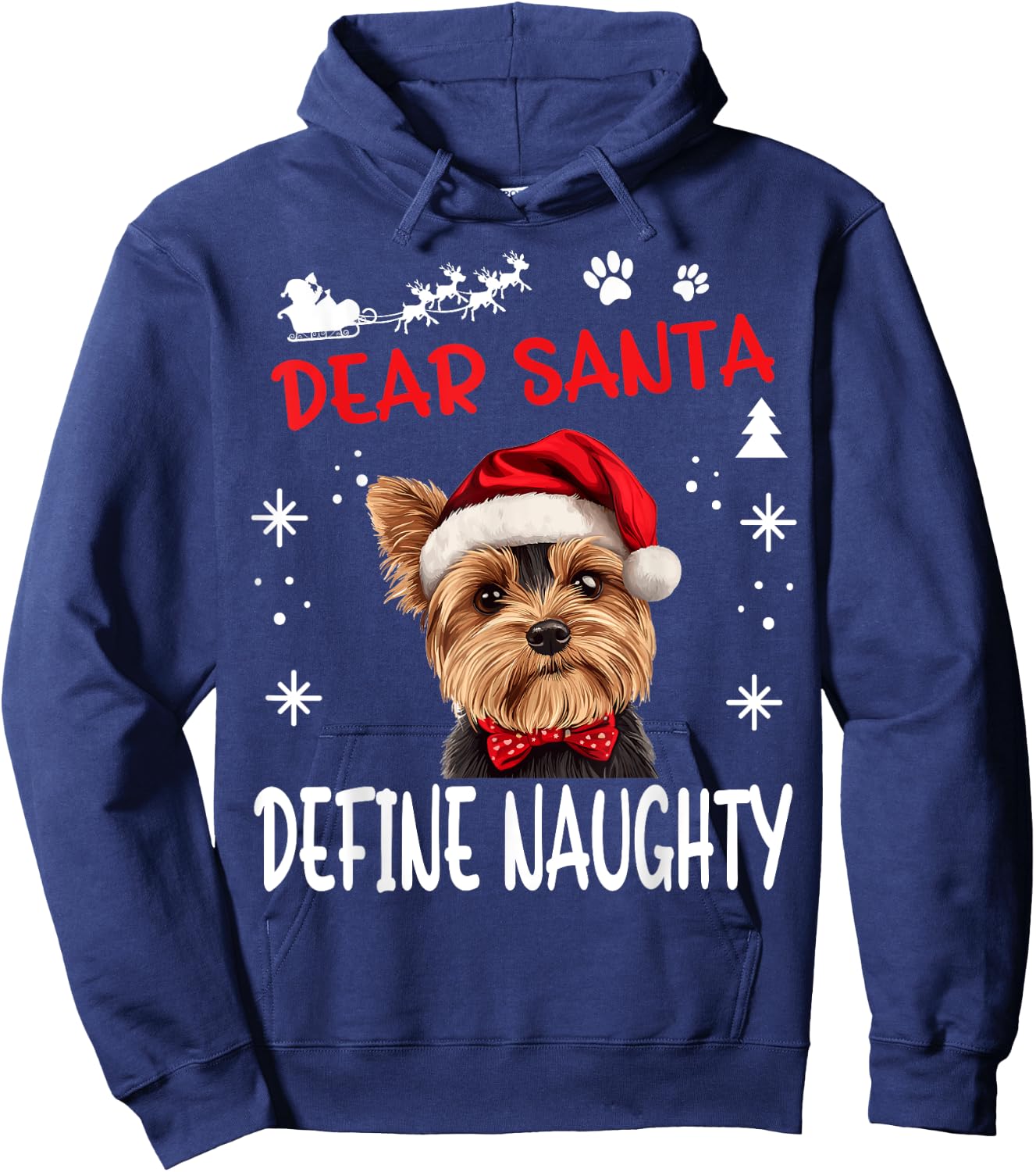 Cute Yorkshire Terrier Yorkie dog Dog Christmas Dear Santa Hoodie - Hoodie | Navy