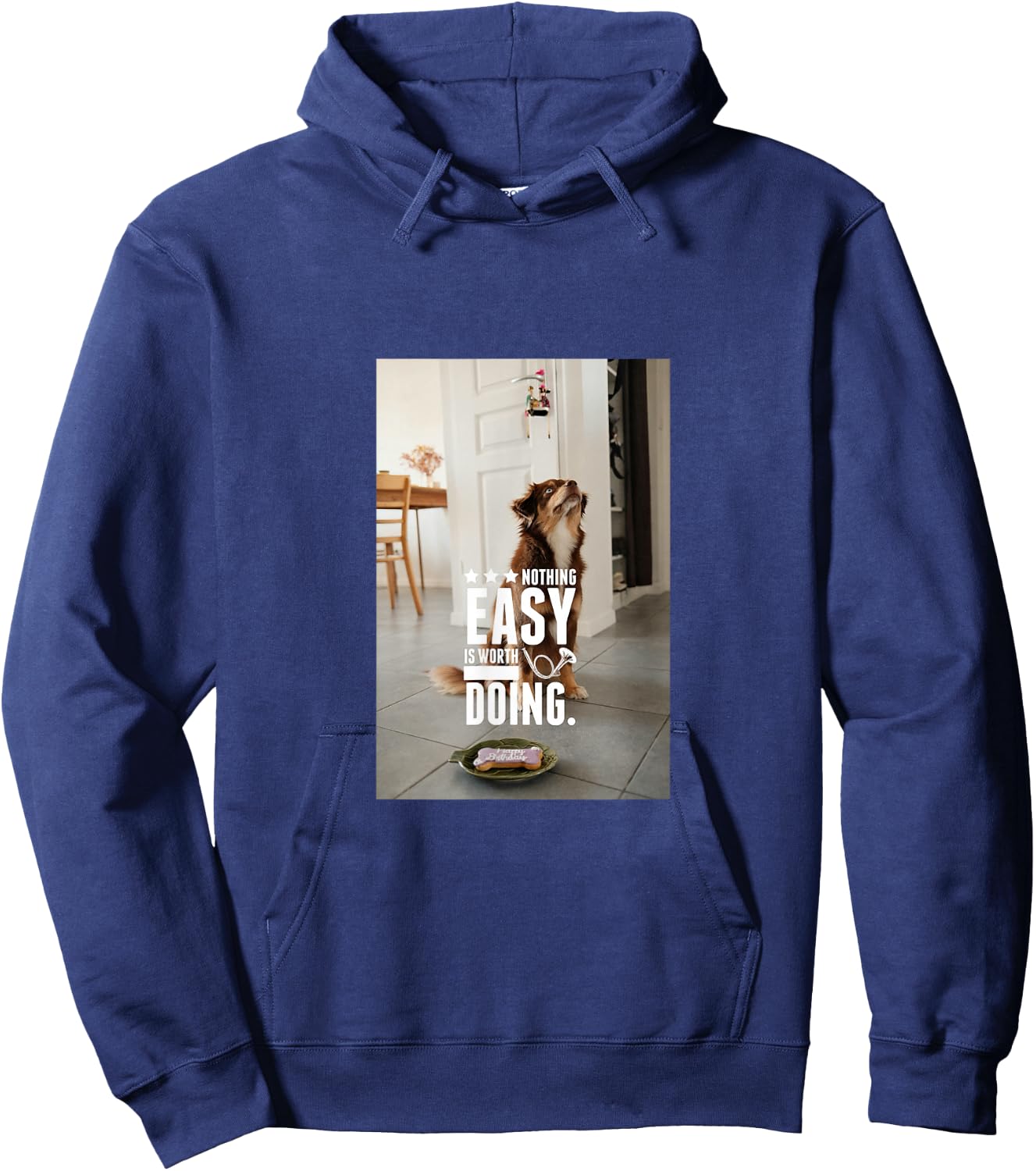 Cute Australian Shepherd Graphic with Inspirational Quote Hoodie - Hoodie | Navy