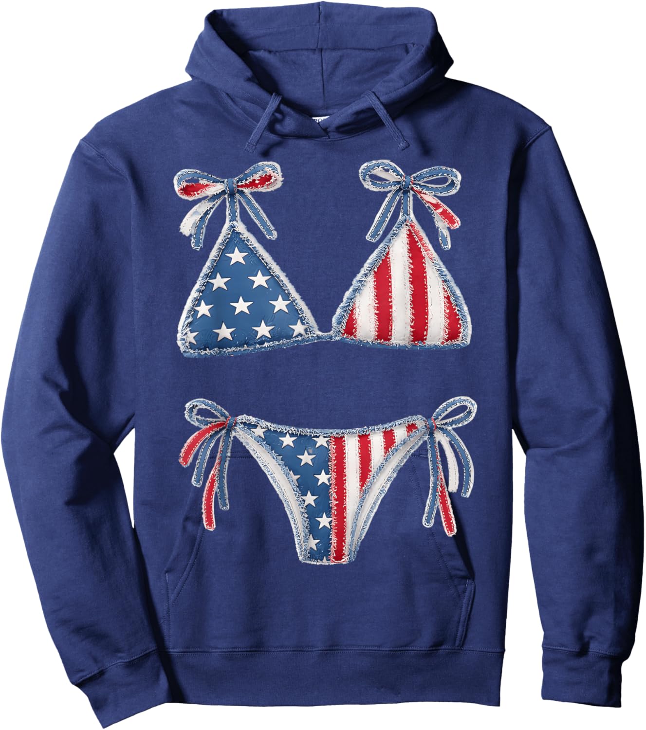 Bikini American Flag Cover Up Swimsuit 4th of July American Hoodie - Hoodie | Navy