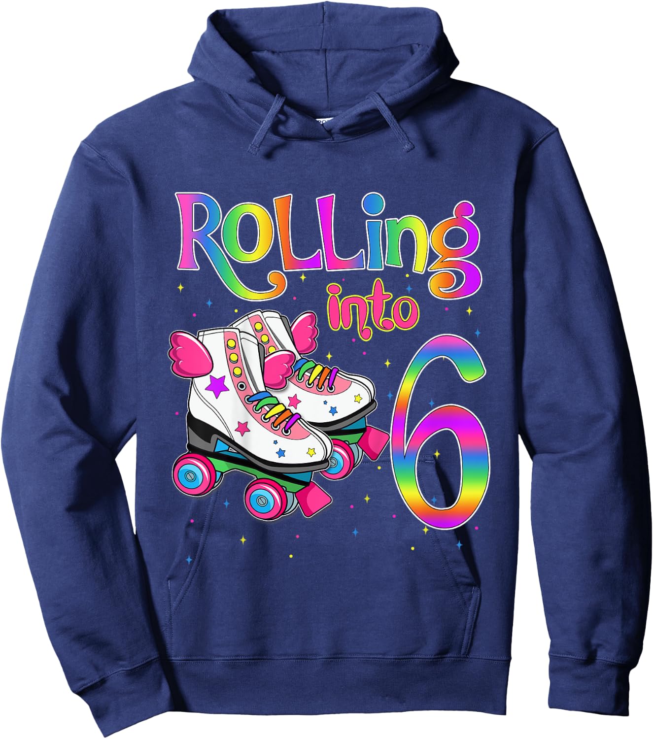 Rolling Into 6 years Let's Roll I'm Turning 6 Roller Skate Hoodie - Hoodie | Navy