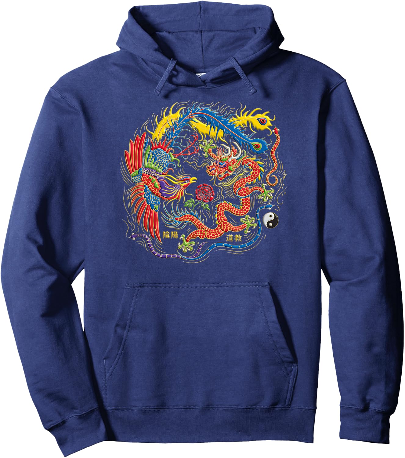 Yin Yang Dragon Phoenix Tai Chi Balance Warrior Hoodie - Hoodie | Navy